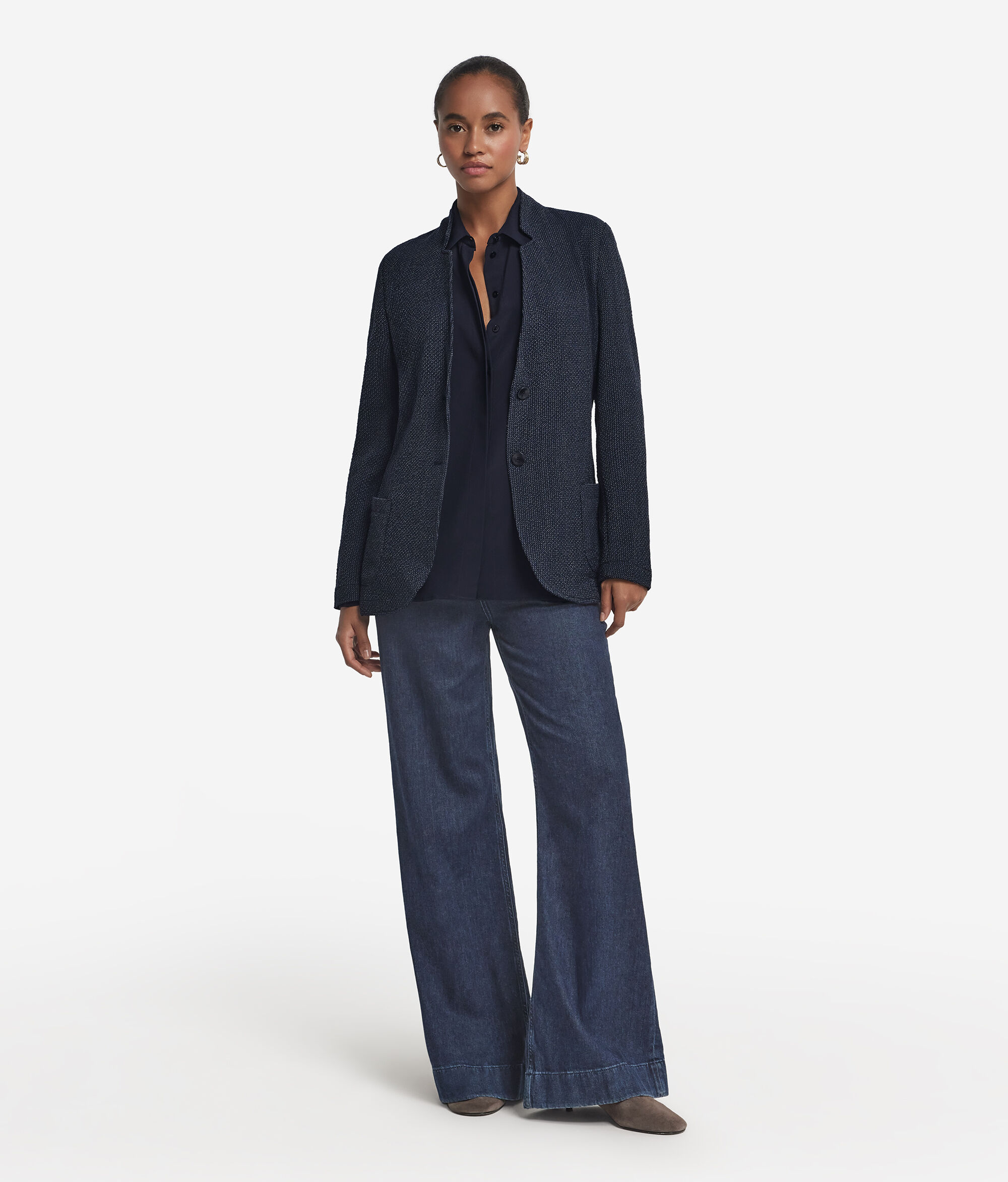Masculine inspired mouliné jacket