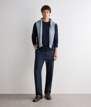 Camisola com decote redondo e manga raglan em caxemira ultrafine