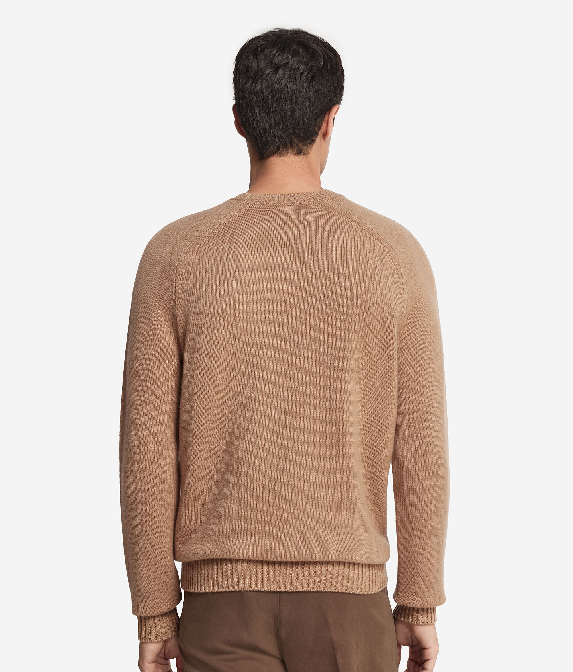 Pull homme en cachemire ultra-doux à col rond côtelé