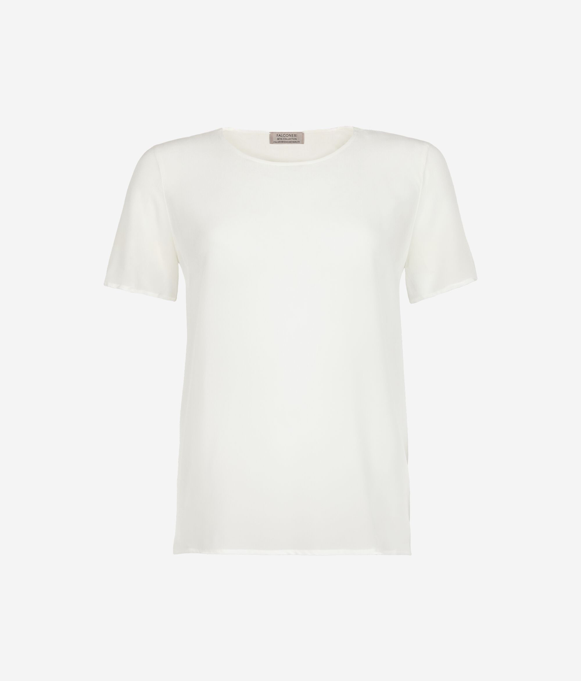 Camiseta con cuello redondo de seda