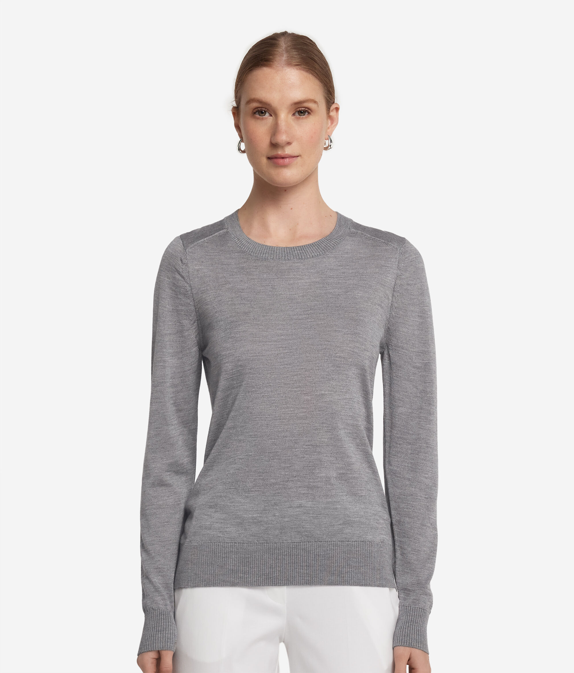 Jersey con cuello redondo de cashmere y seda