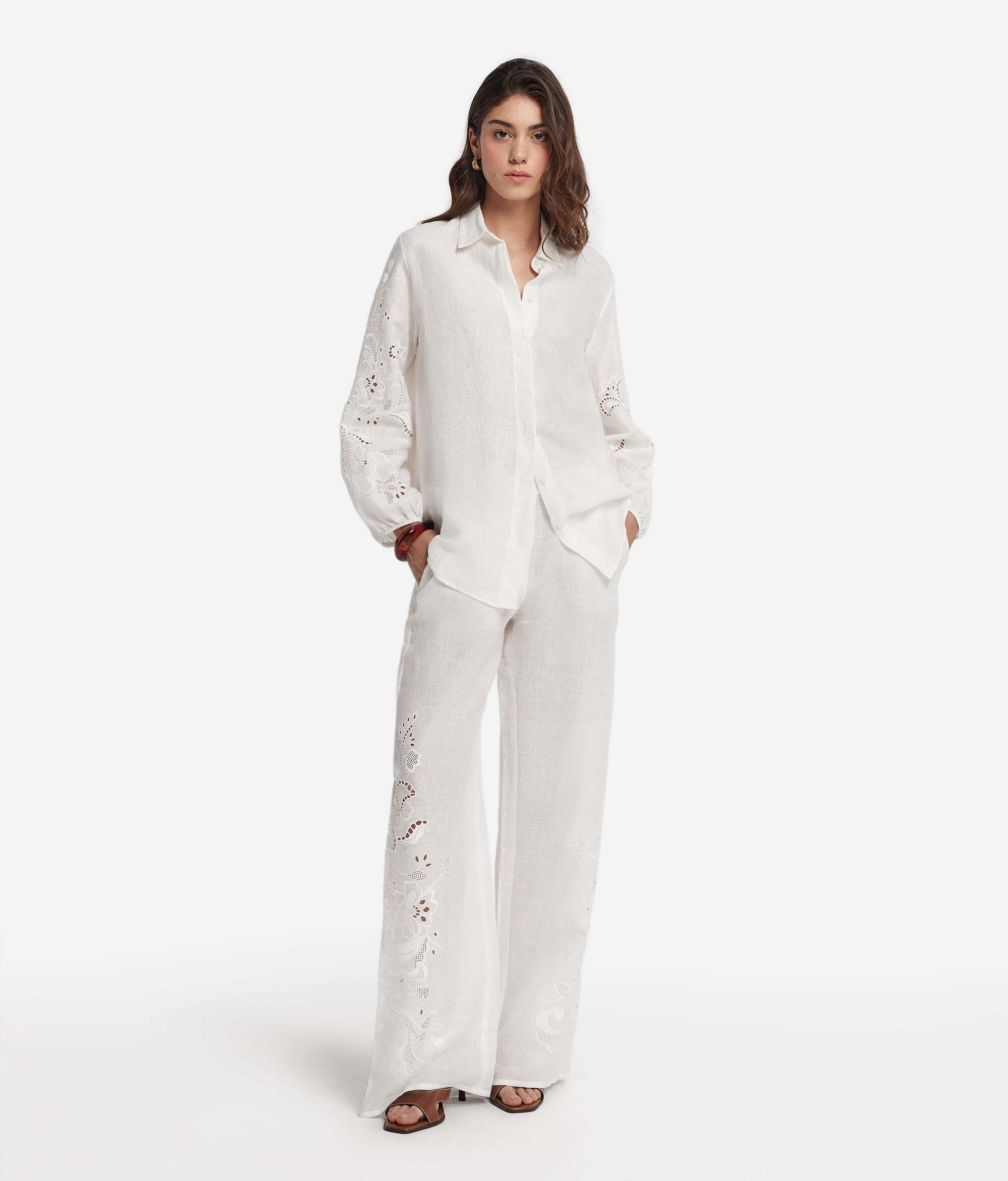Embroidered Linen Pants