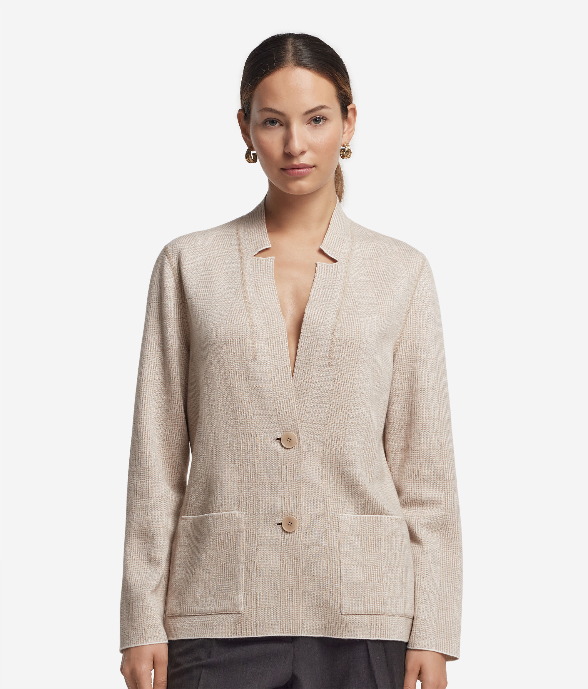 Двусторонний жакет из ультратонкого кашемира и хлопка