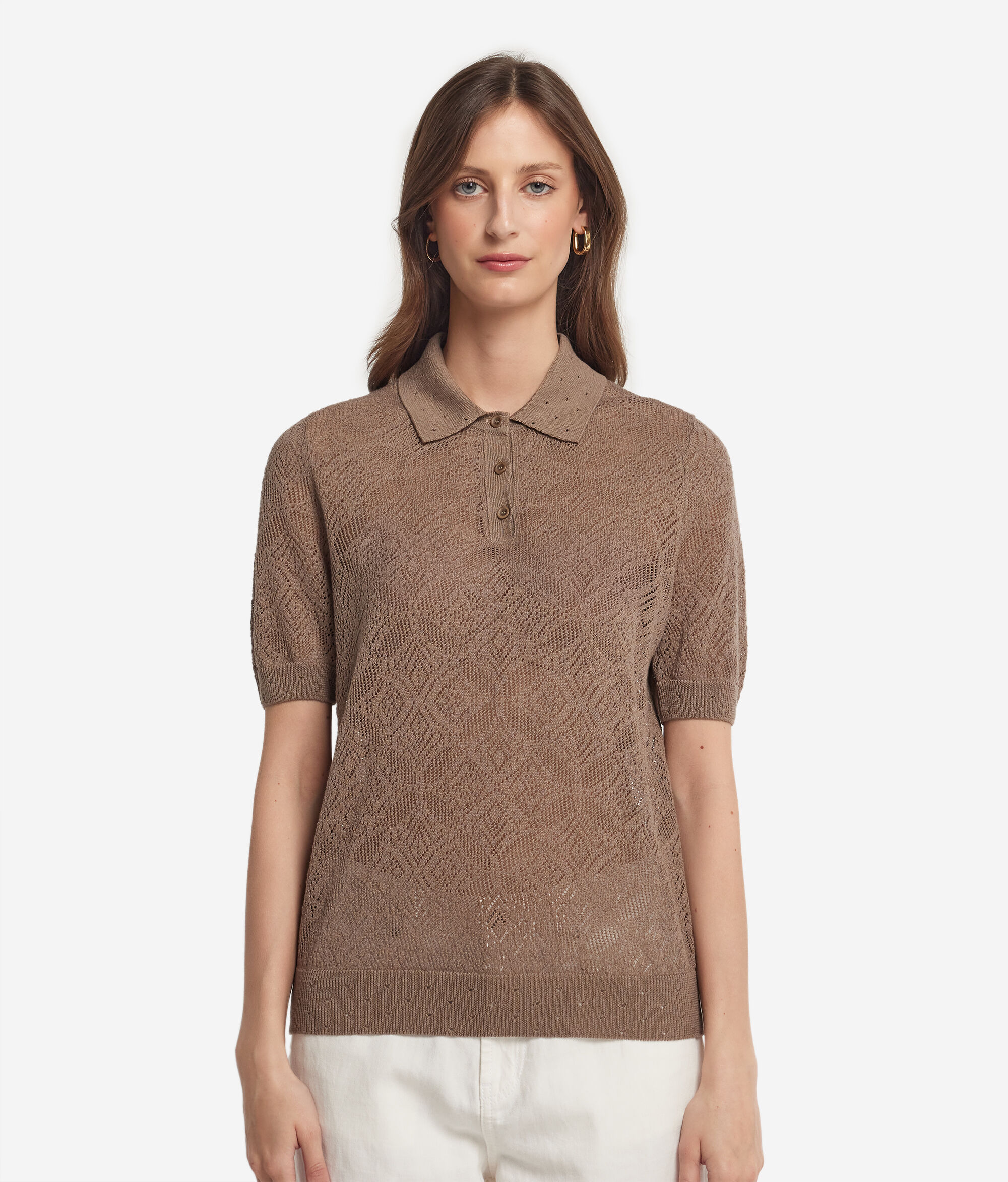 Polo ajouré en maille dentelle