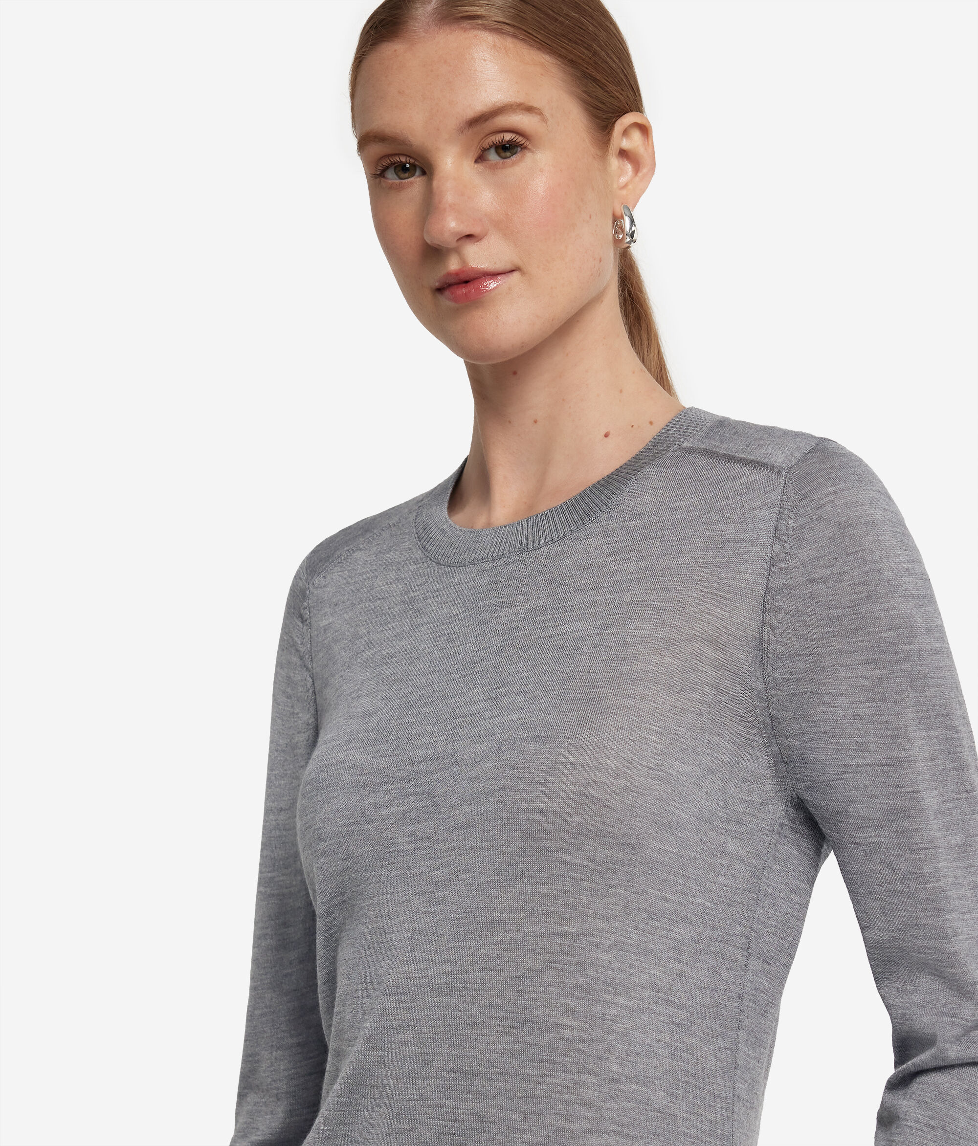 Jersey con cuello redondo de cashmere y seda