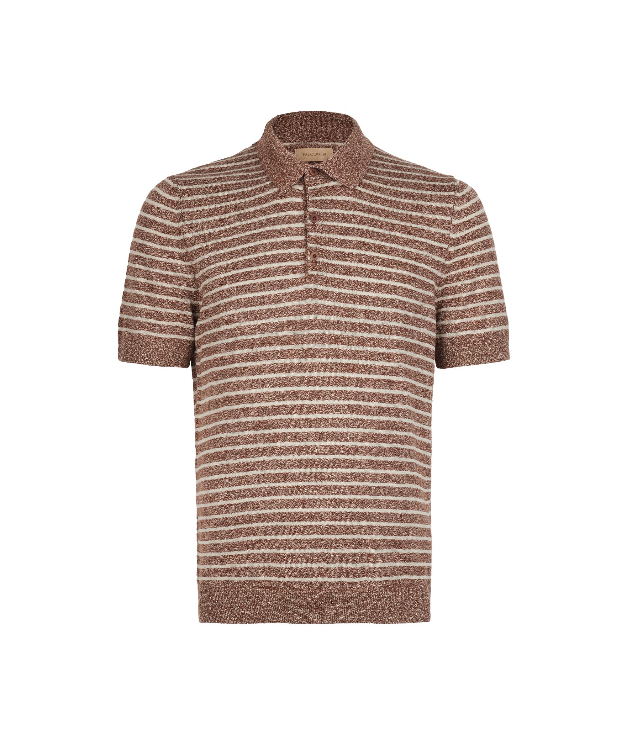 Polo rigata in cotone lino