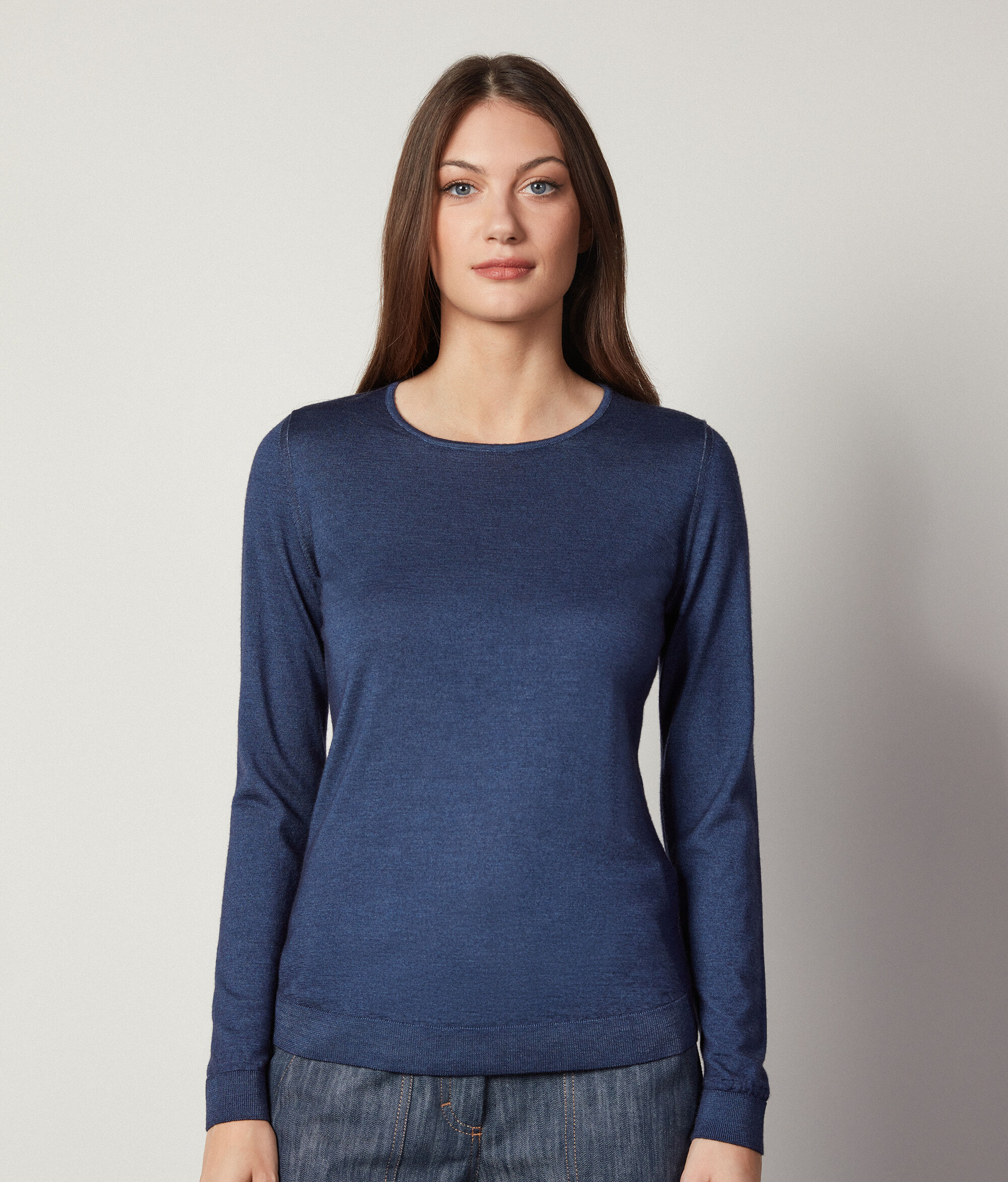 Camisola com Decote Redondo em Ultrafine Cashmere