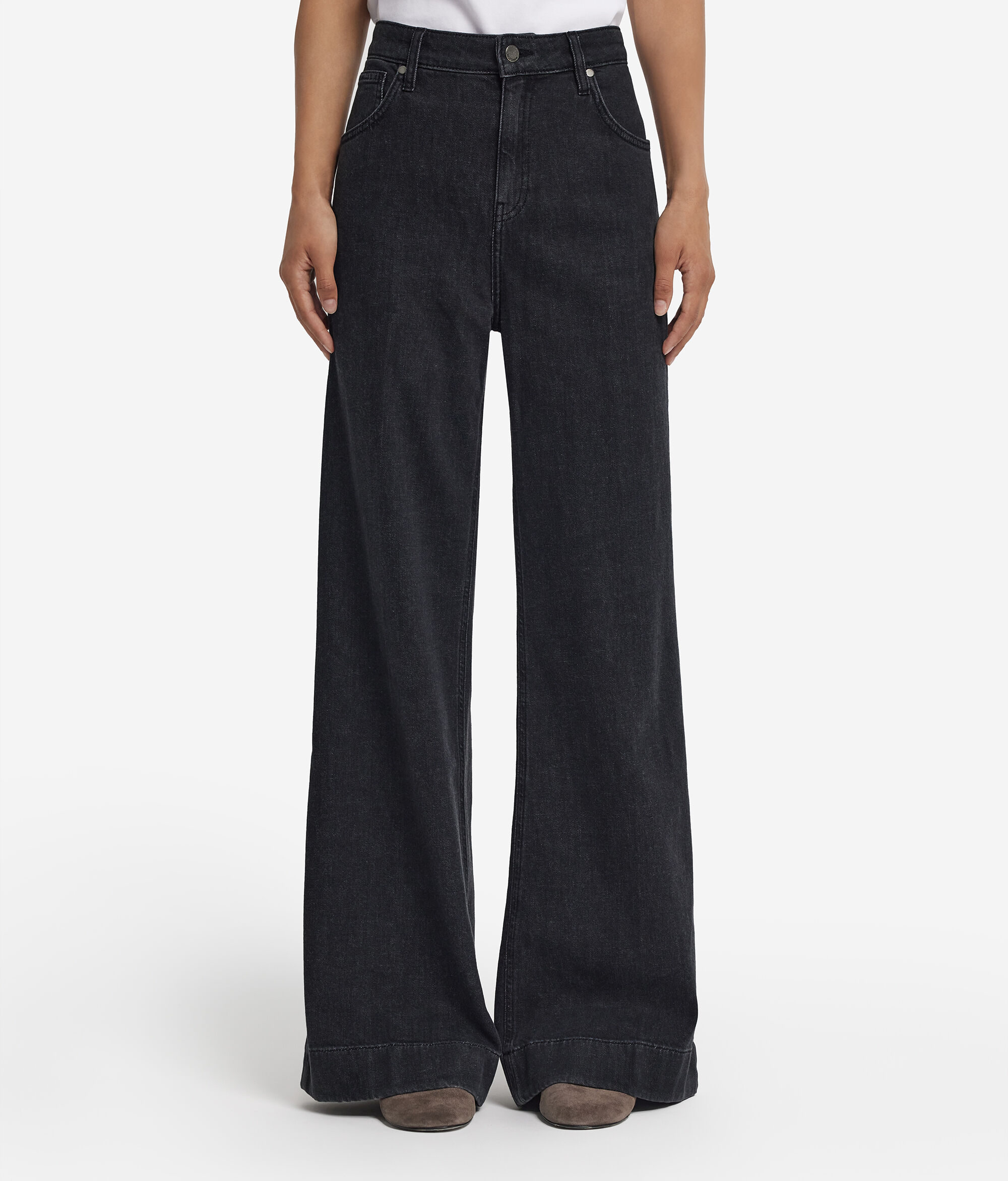 Pantalon évasé en denim de cachemire