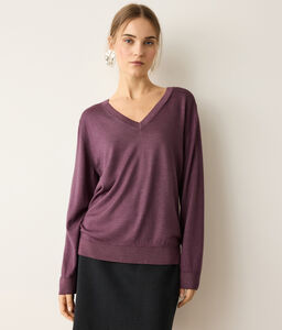 Maglia con scollo a V in Cashmere Ultrafine - VIOLET - DMLT250_color_9881