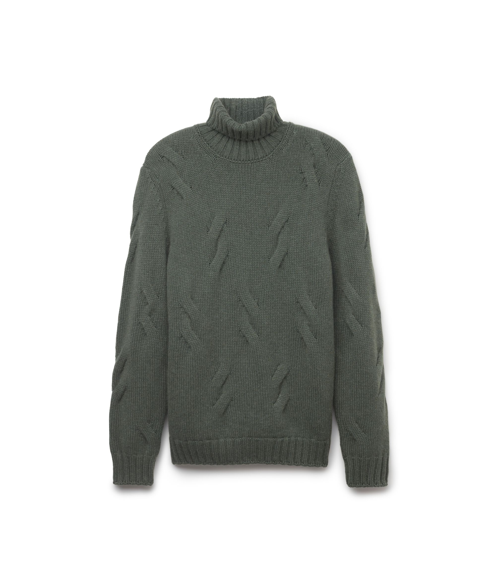 Cashmere Turtleneck Jumper with Cable Pattern_9071