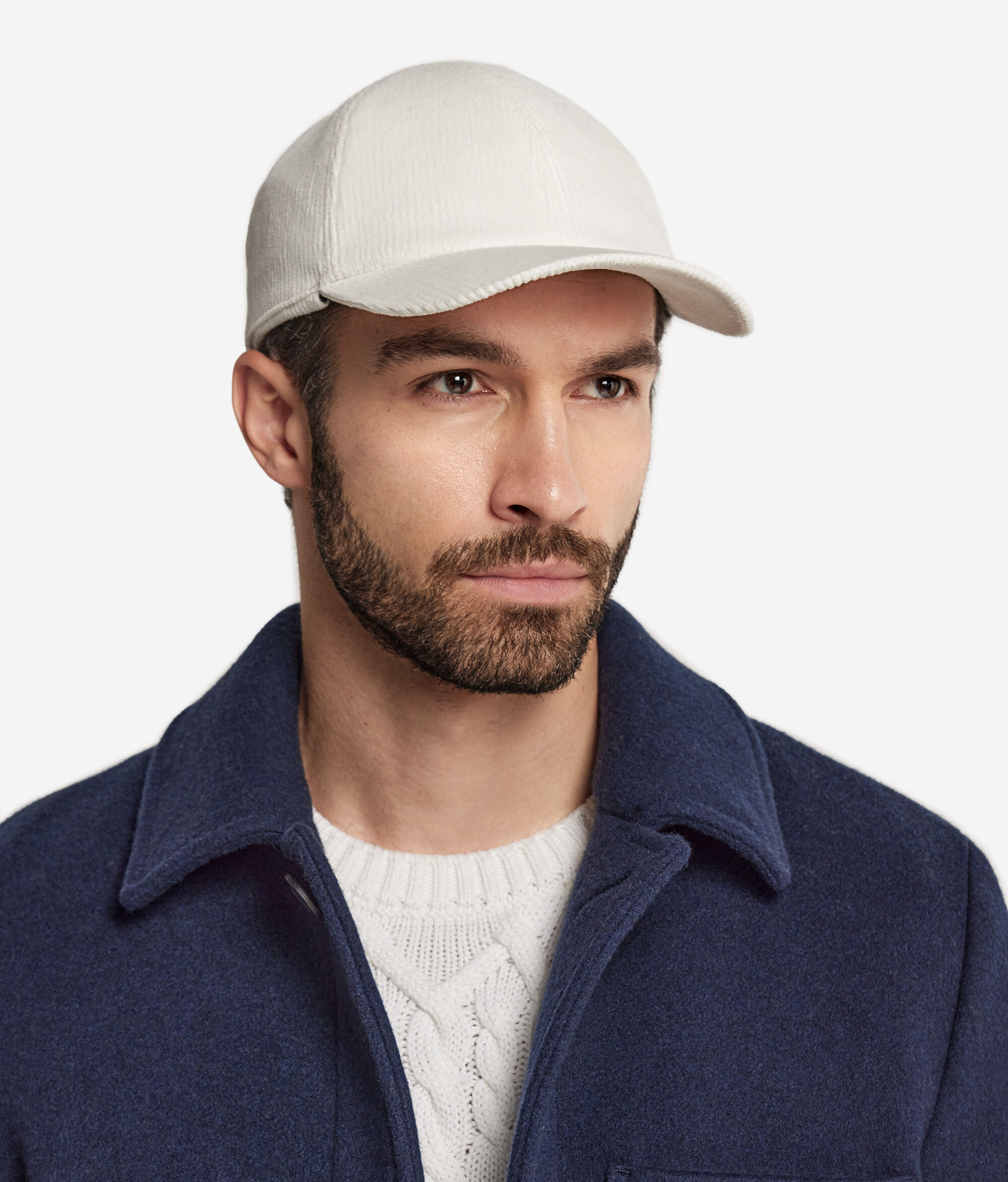 Casquette en velours de coton avec intérieur en cachemire