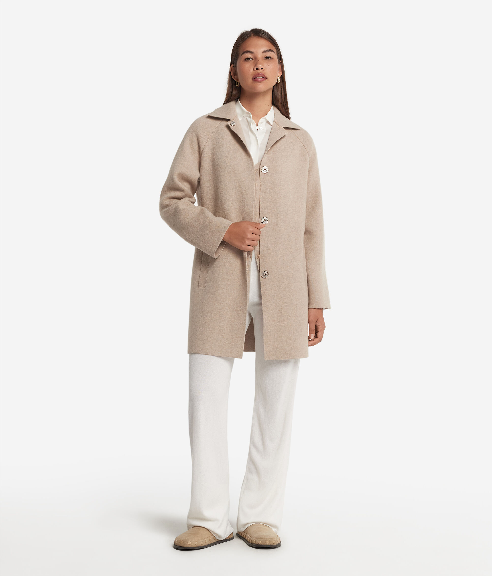 Düz Yaka Ultrasoft Cashmere Kaban