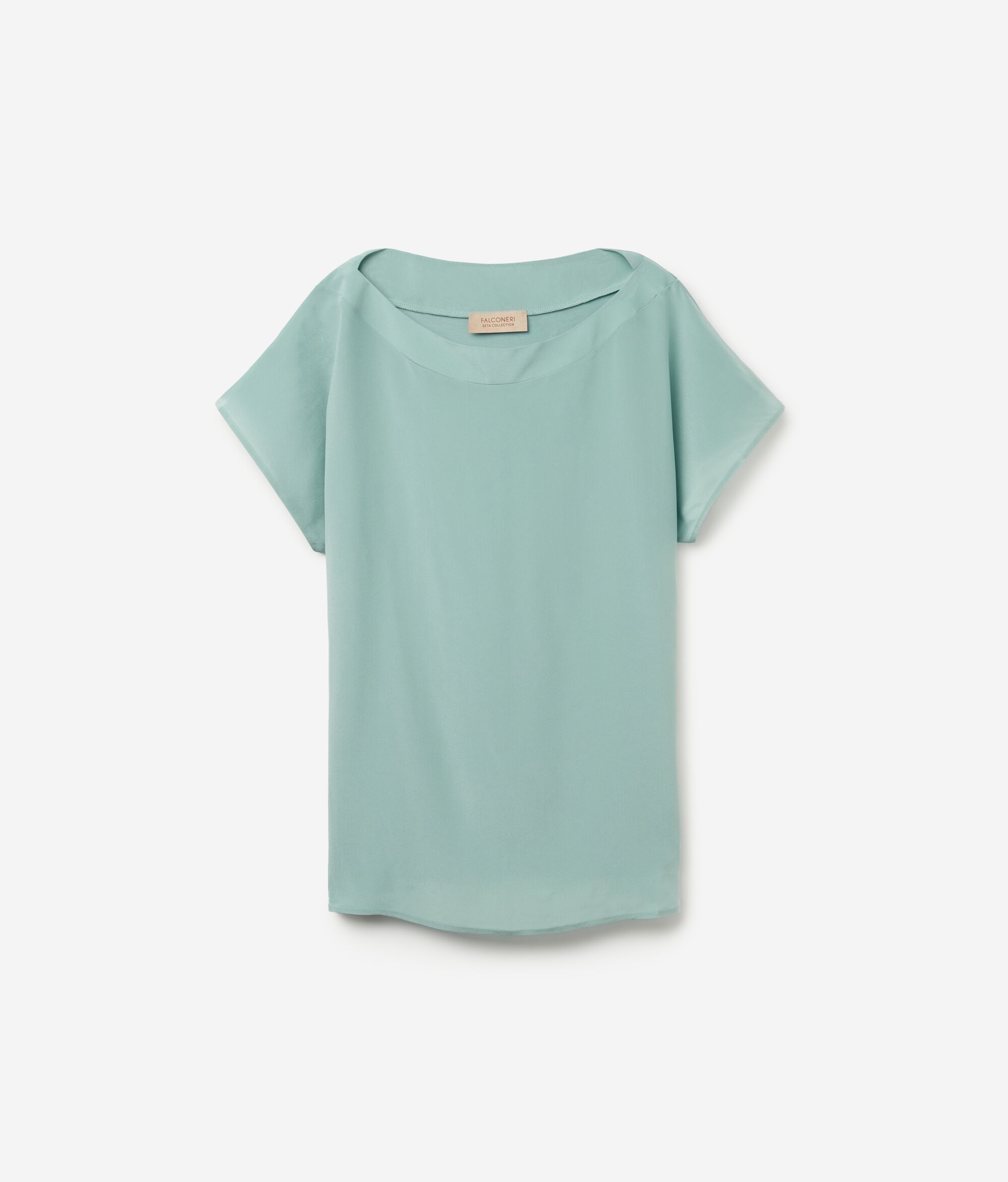 T-shirt Scollo Barchetta in Seta e Modal