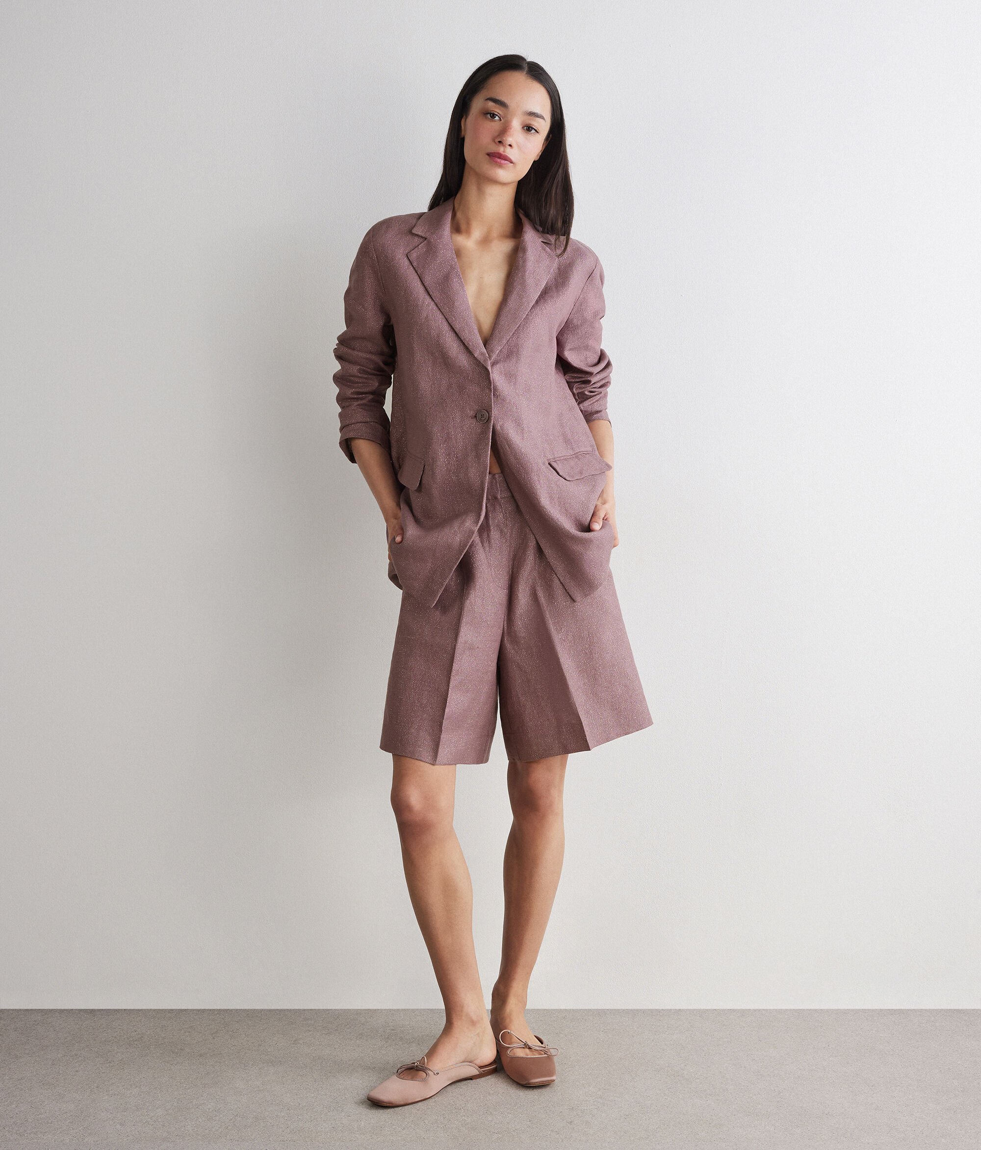 Bermudas em linho lamé