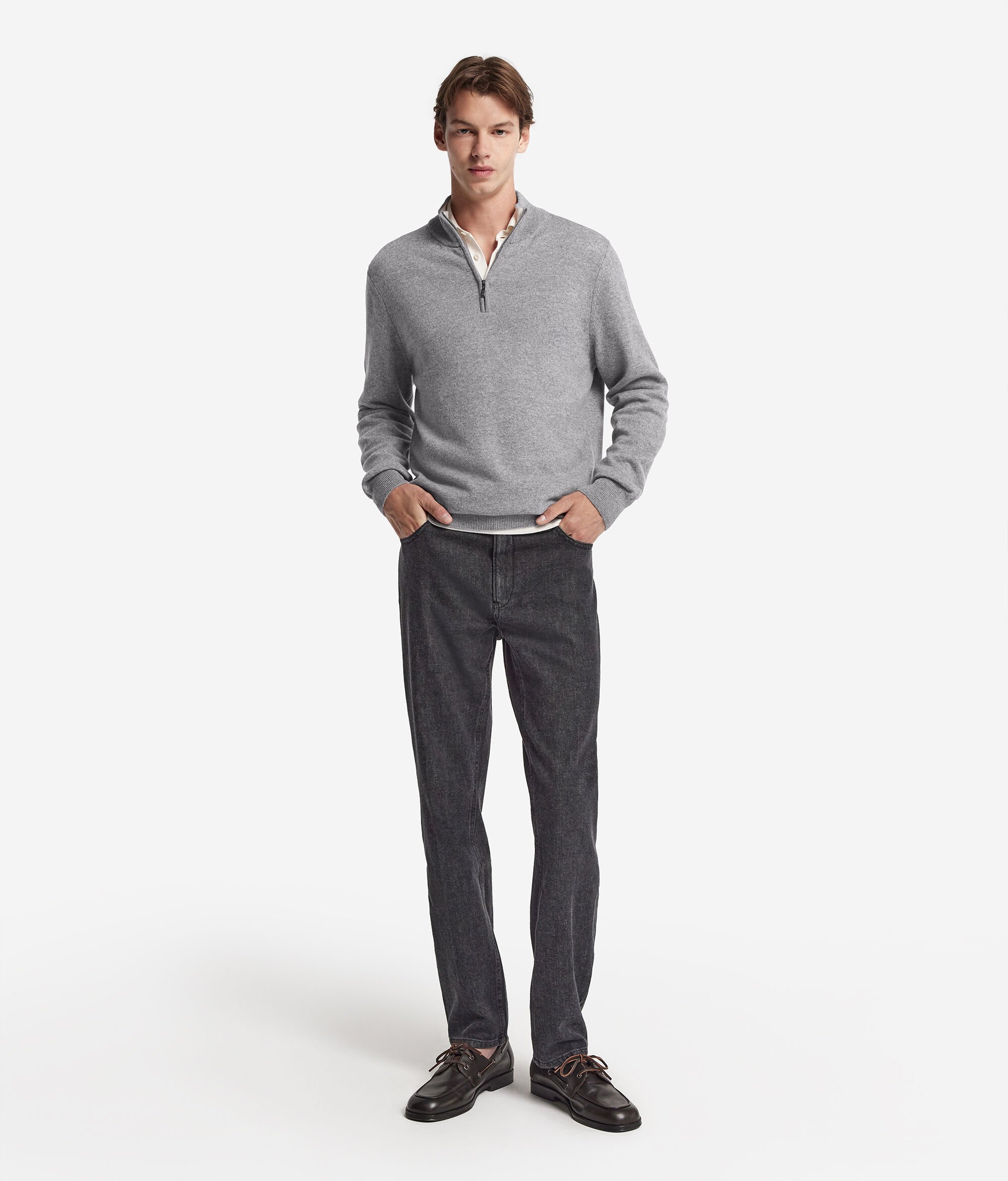 Camisola Gola Alta Meio Fecho em Ultrasoft Cashmere