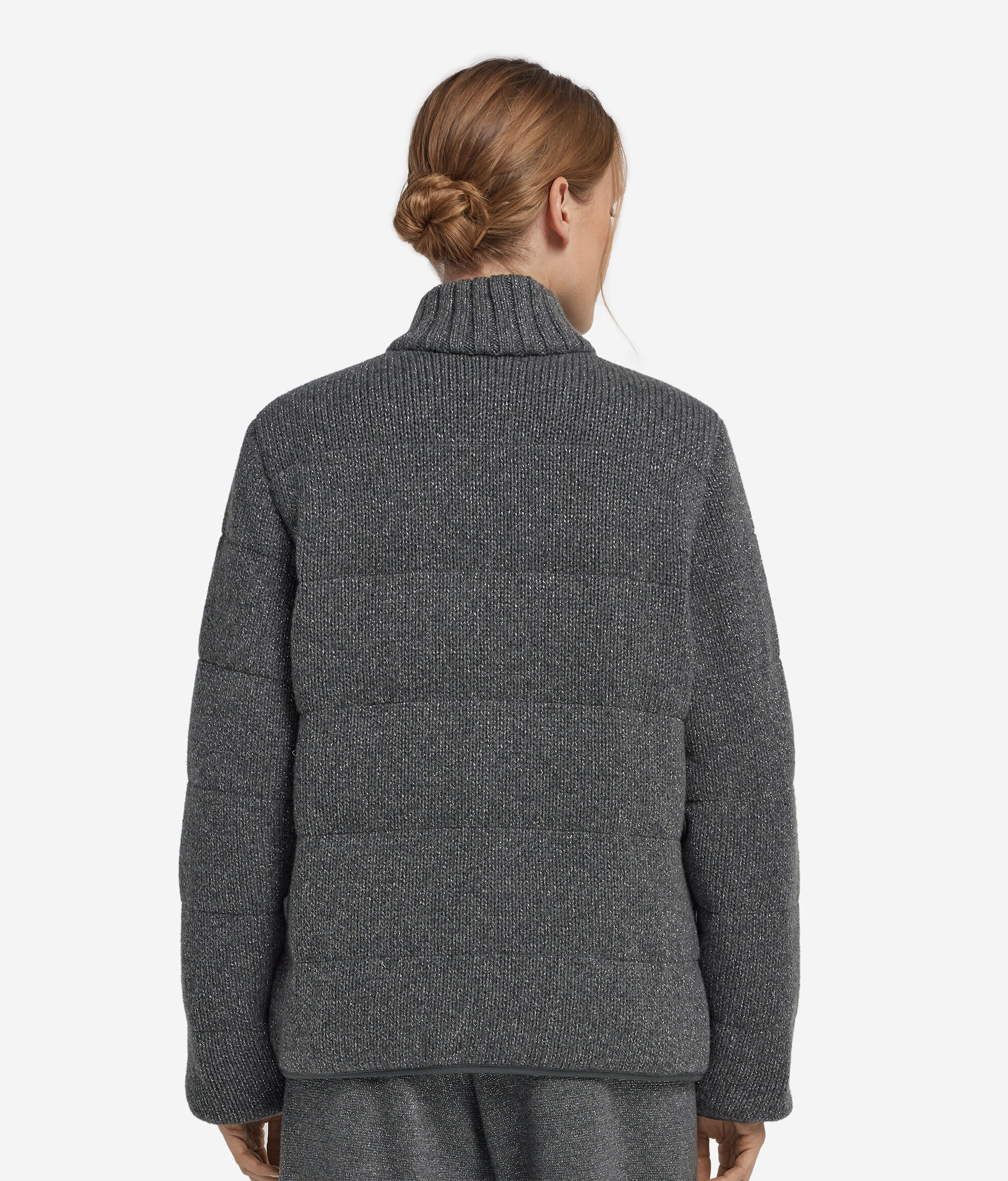 Двусторонний пуховик из кашемира с нитью ламе