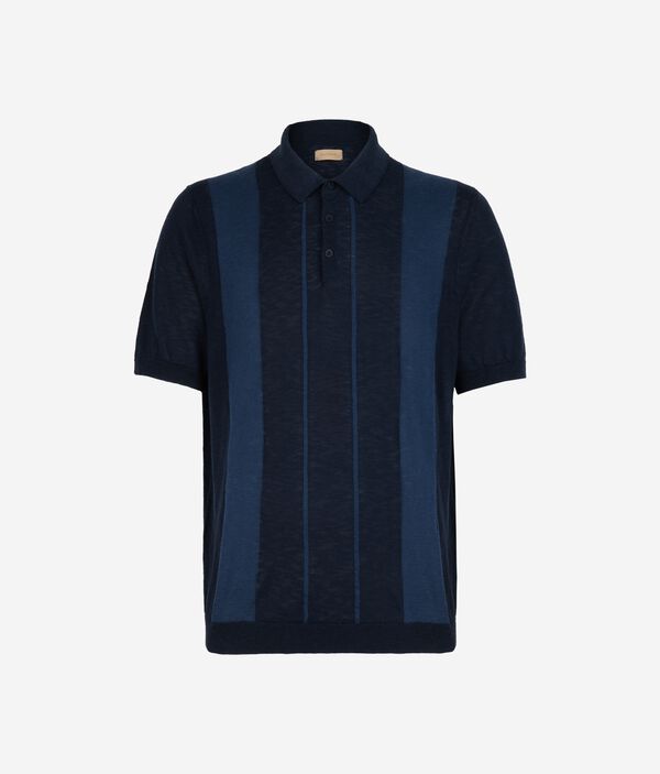 Поло из хлопка с оригинальной интарсией