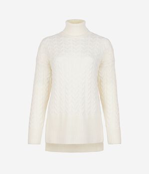 Pull à col roulé et torsades en cachemire ultra-doux
