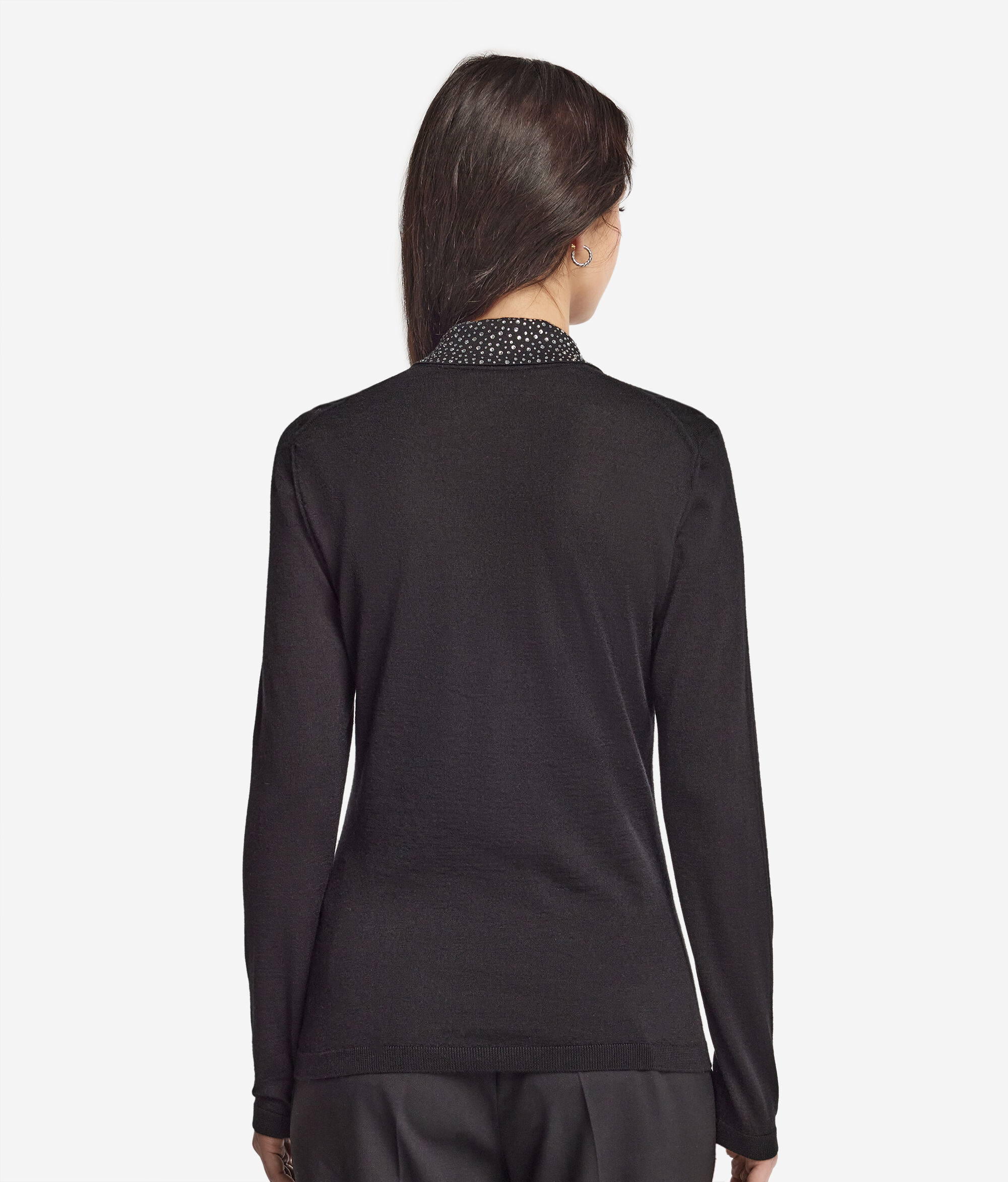 Polo avec strass en cachemire ultra-fin