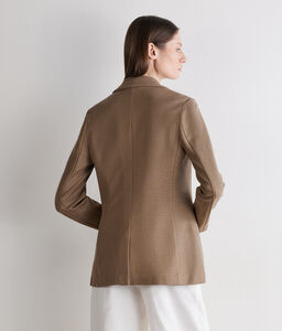 Giacca waffle in lino cotone - BROWN