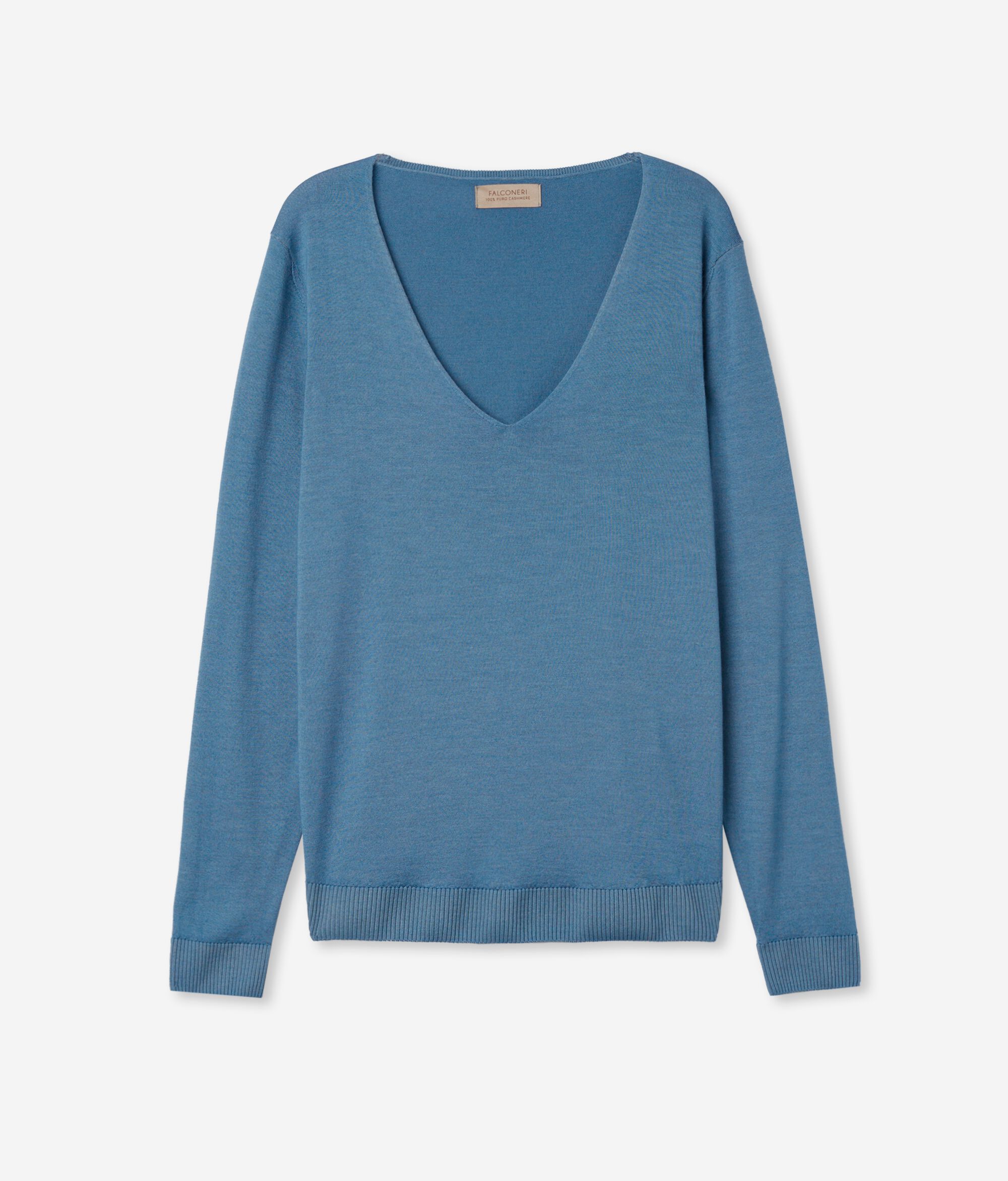 Jersey de hombro caído y cuello pico de mujer de Cashmere Ultrafine