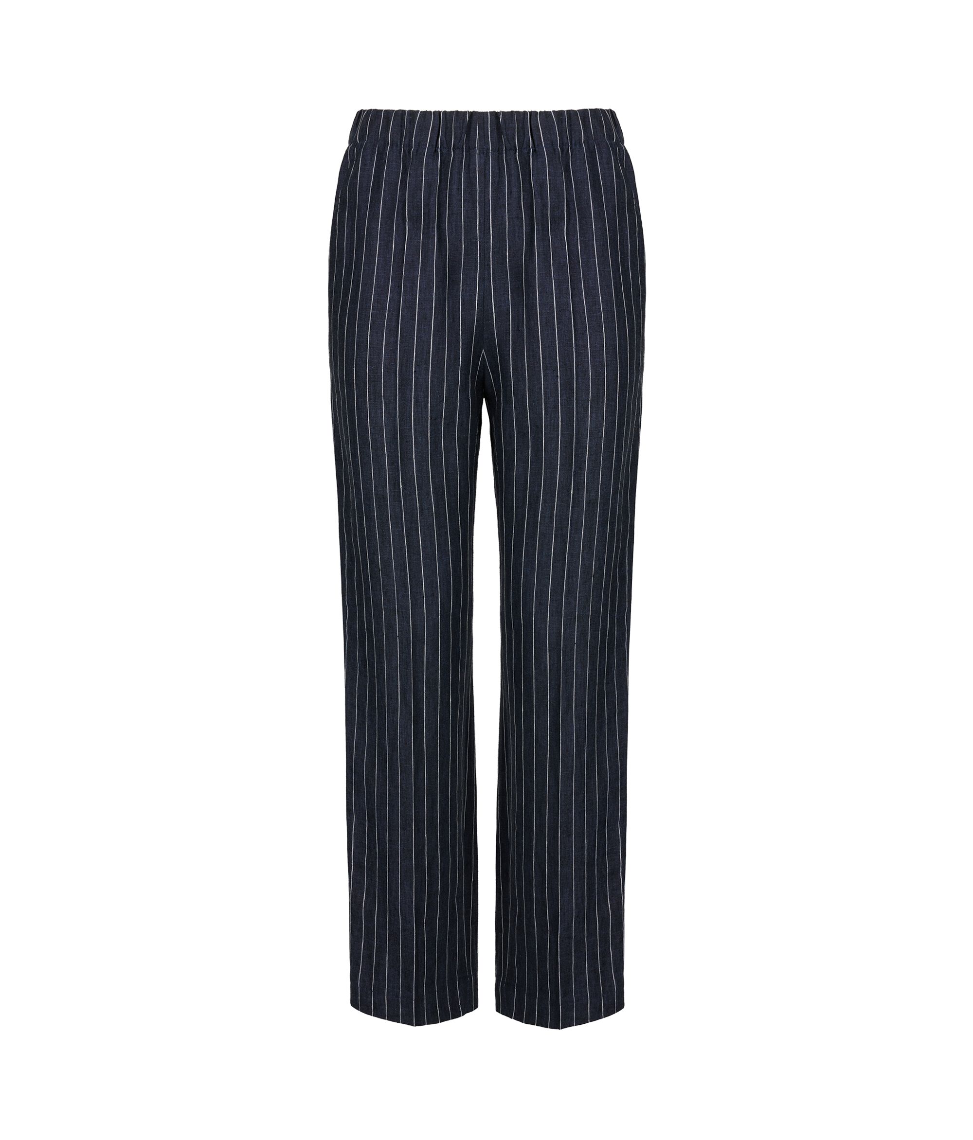 Pantalon en lin à fines rayures