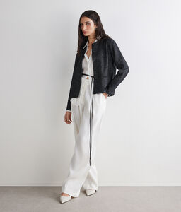 Giacca crop lamé in cotone - BLACK