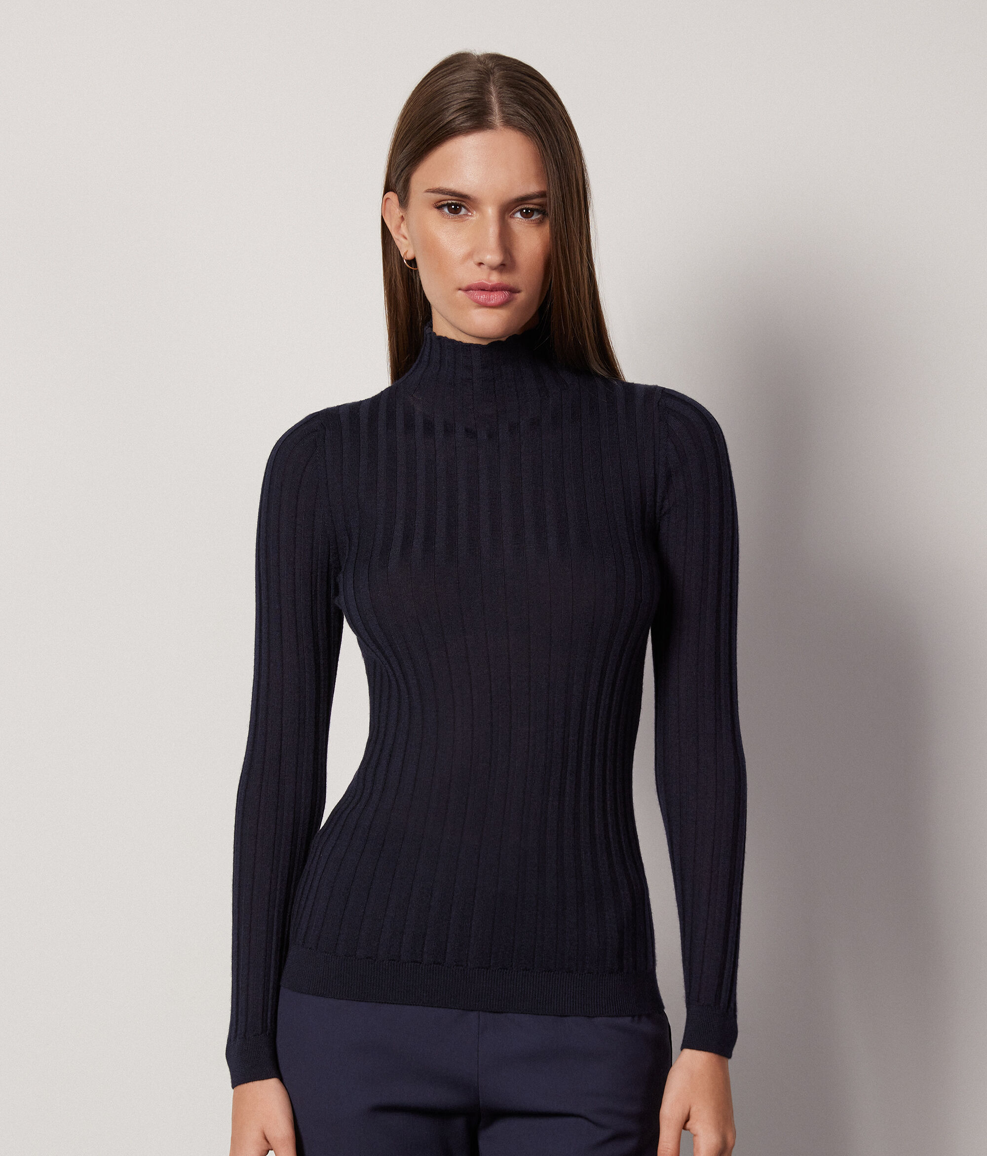 pull col roulé en cachemire femme côtelé