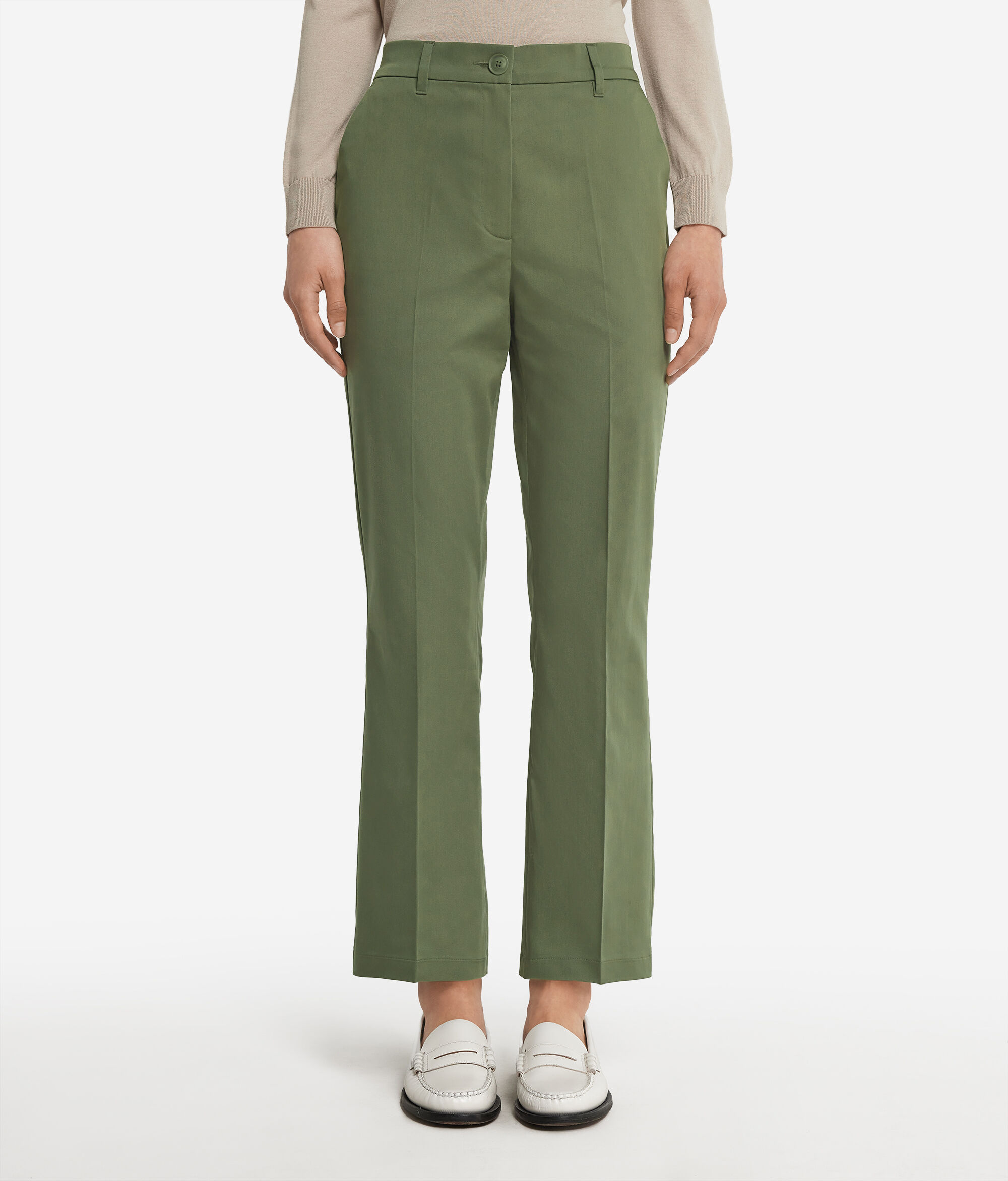 Pantalon évasé en tissu de coton