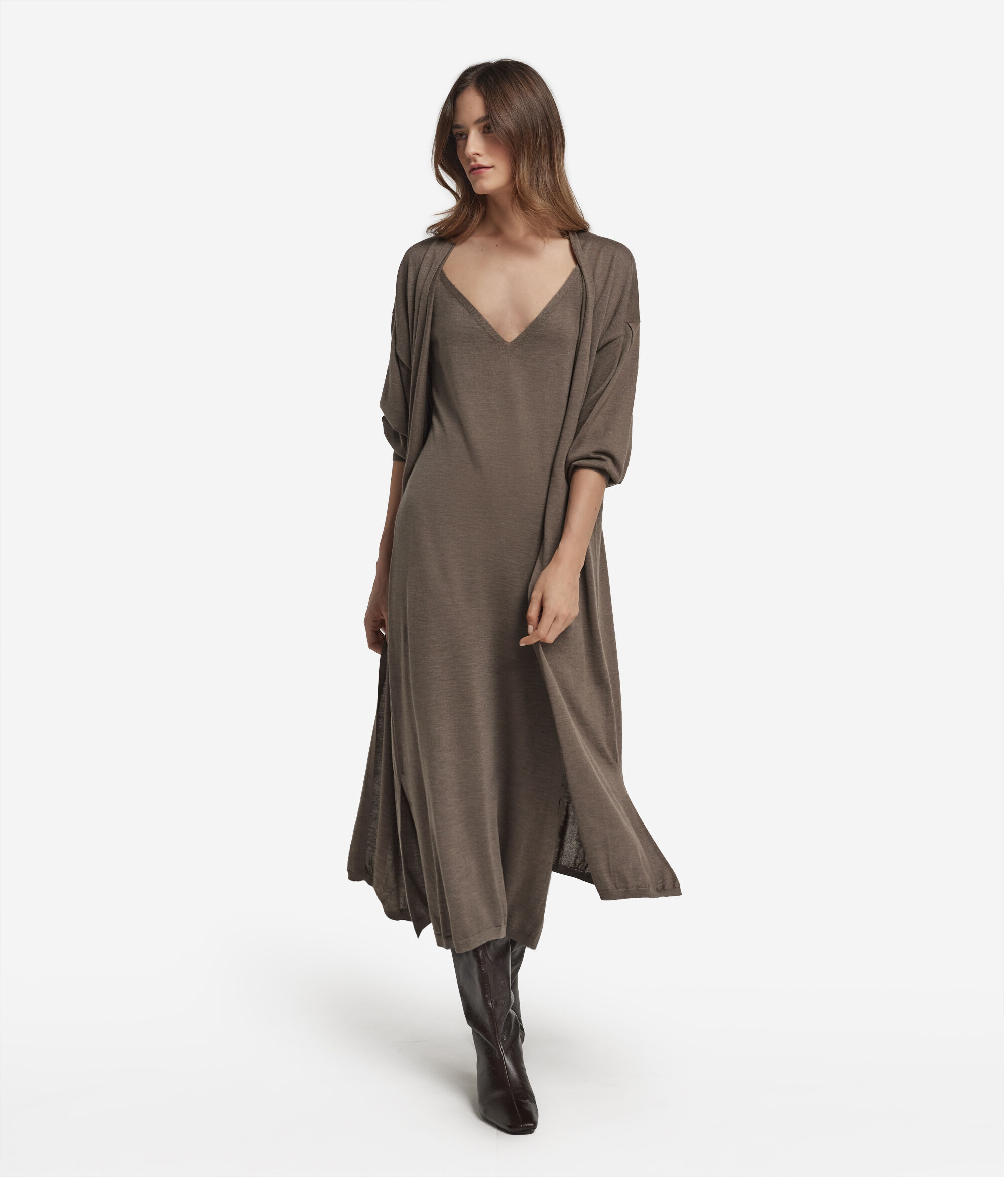 Vestido lencero en cashmere ultrafine