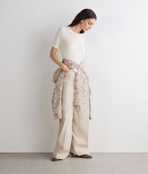 カシミヤ シルク ショートスリーブ クルーネックセーター