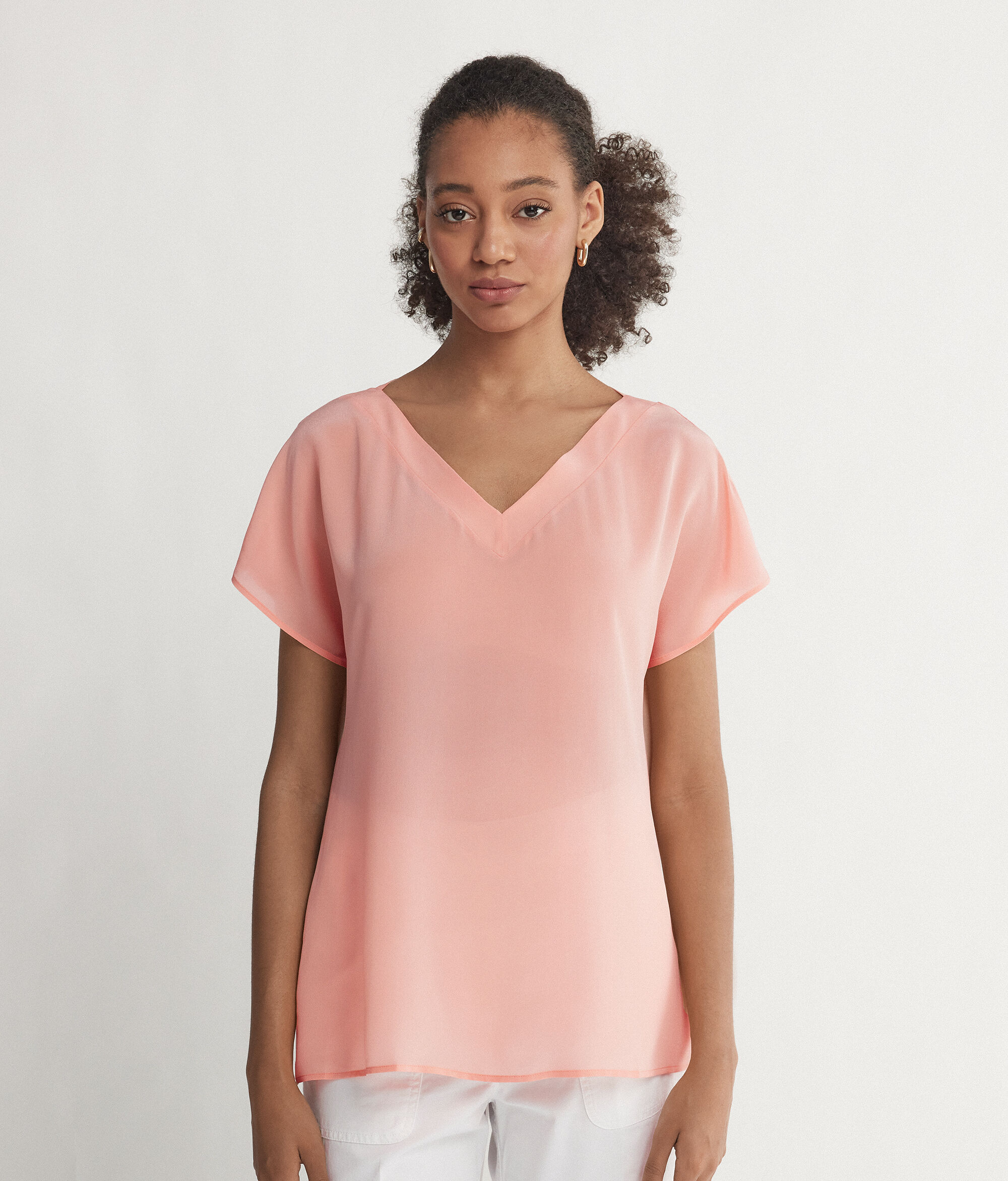 Kimono V Yaka İpek T-shirt