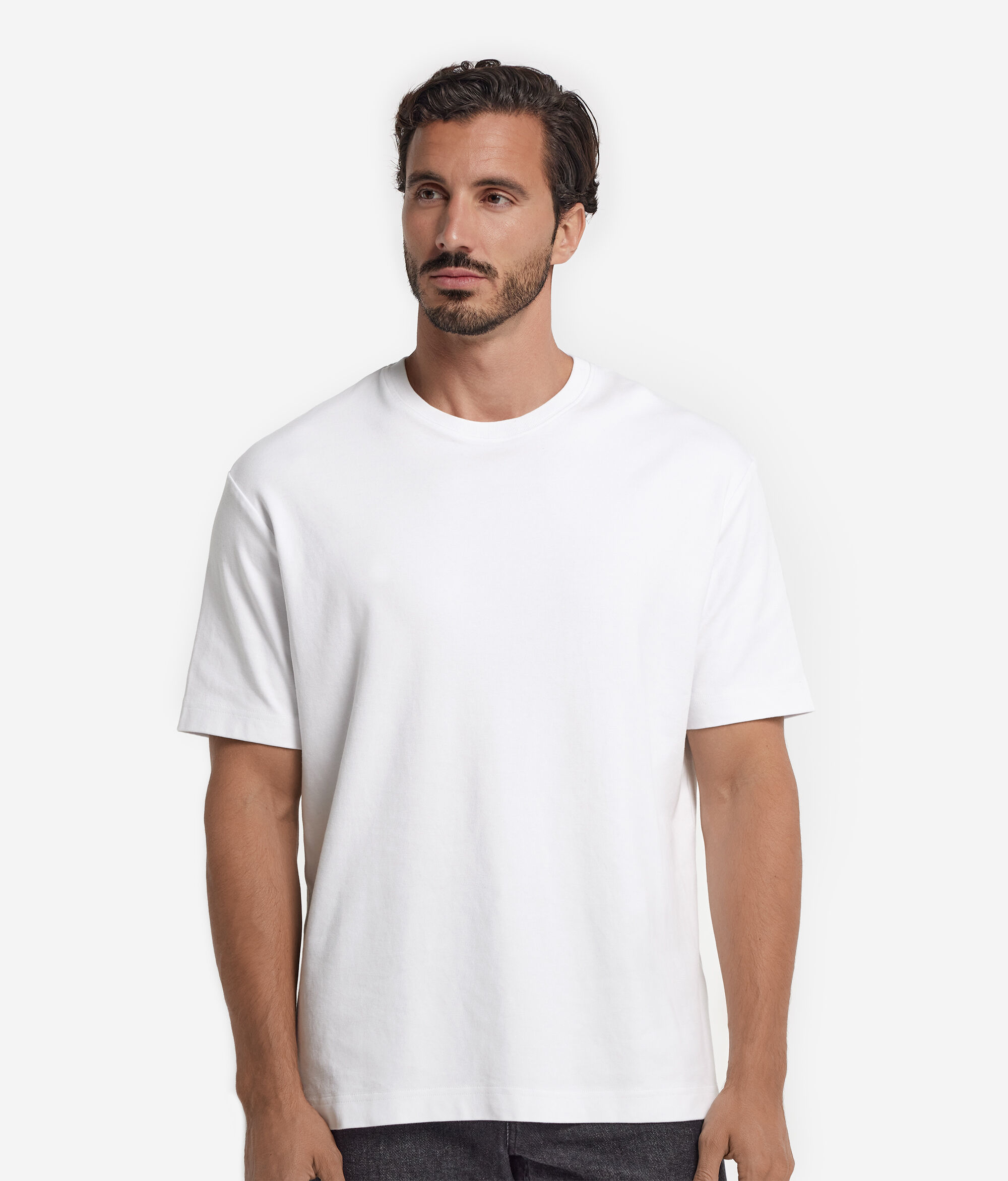 Camiseta con cuello redondo de punto de algodón