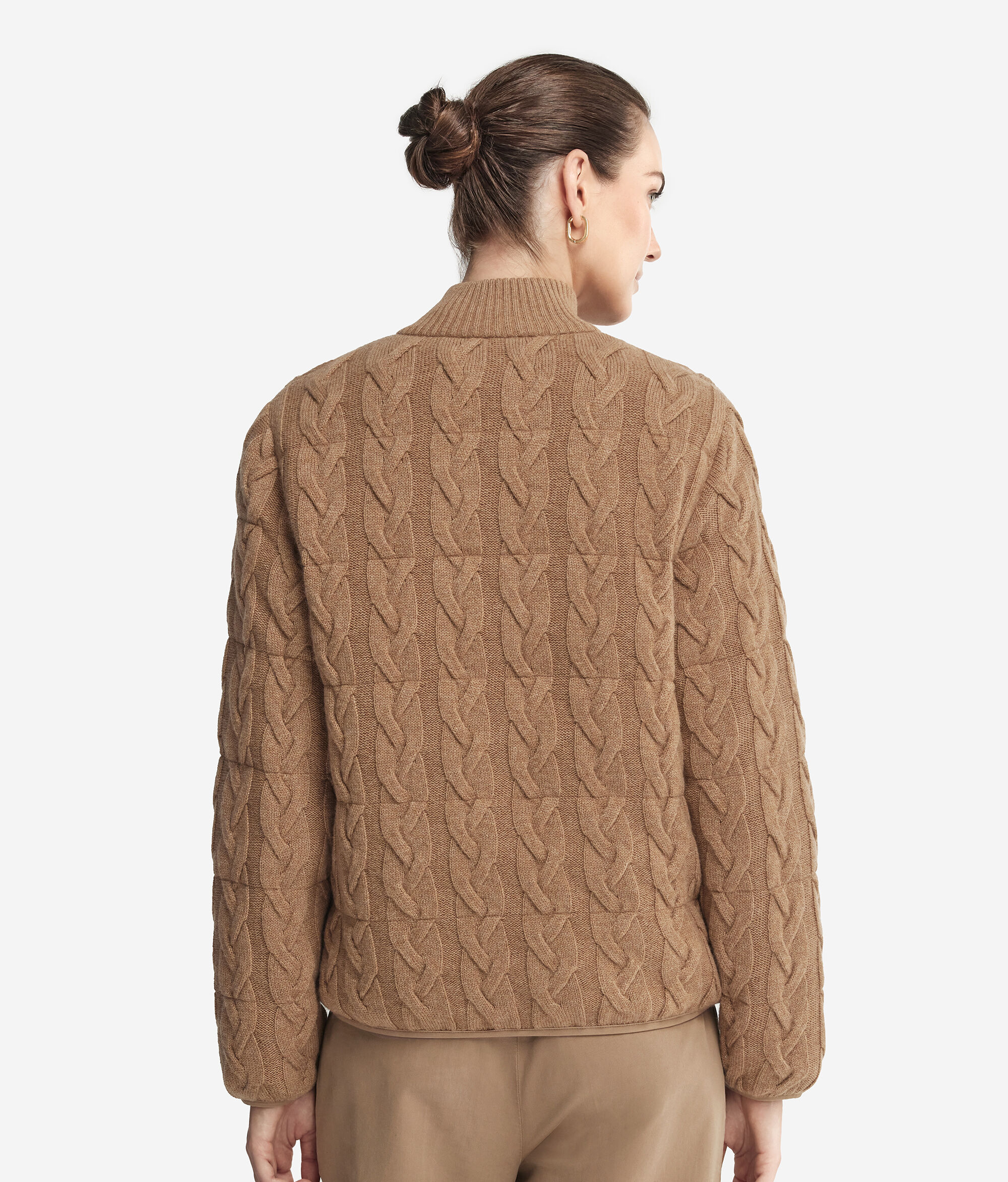 Cashmere Reversible Down Jacket with Cable Pattern Falconeri