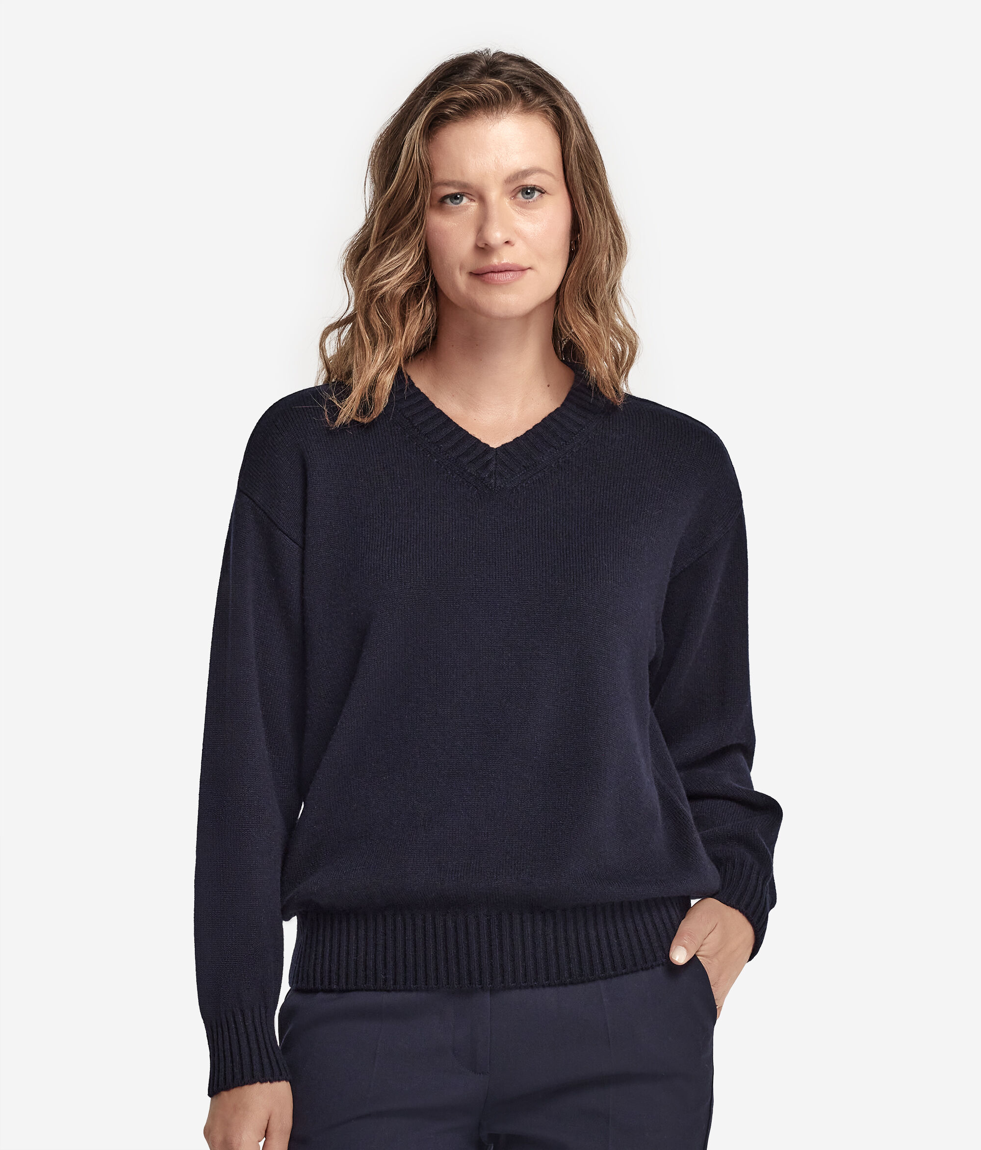 Pullover mit V-Ausschnitt und Sattelschulter aus Kaschmir Ultrasoft