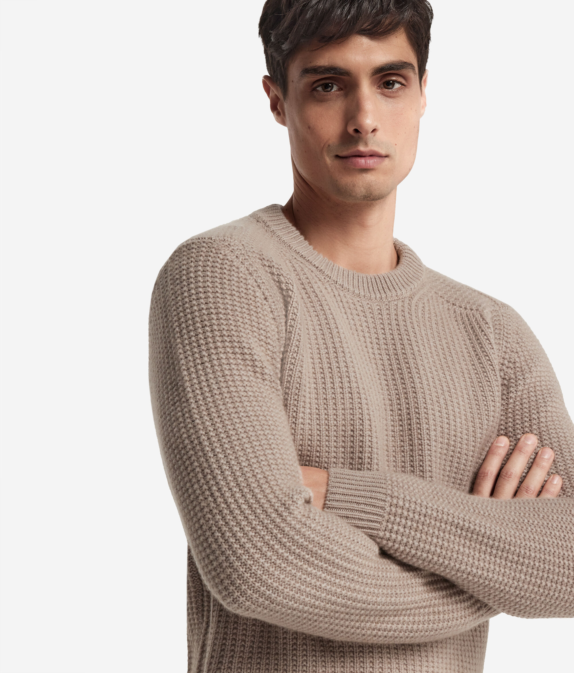 Rundhalspullover aus Kaschmir Ultrasoft mit Rippenmotiv