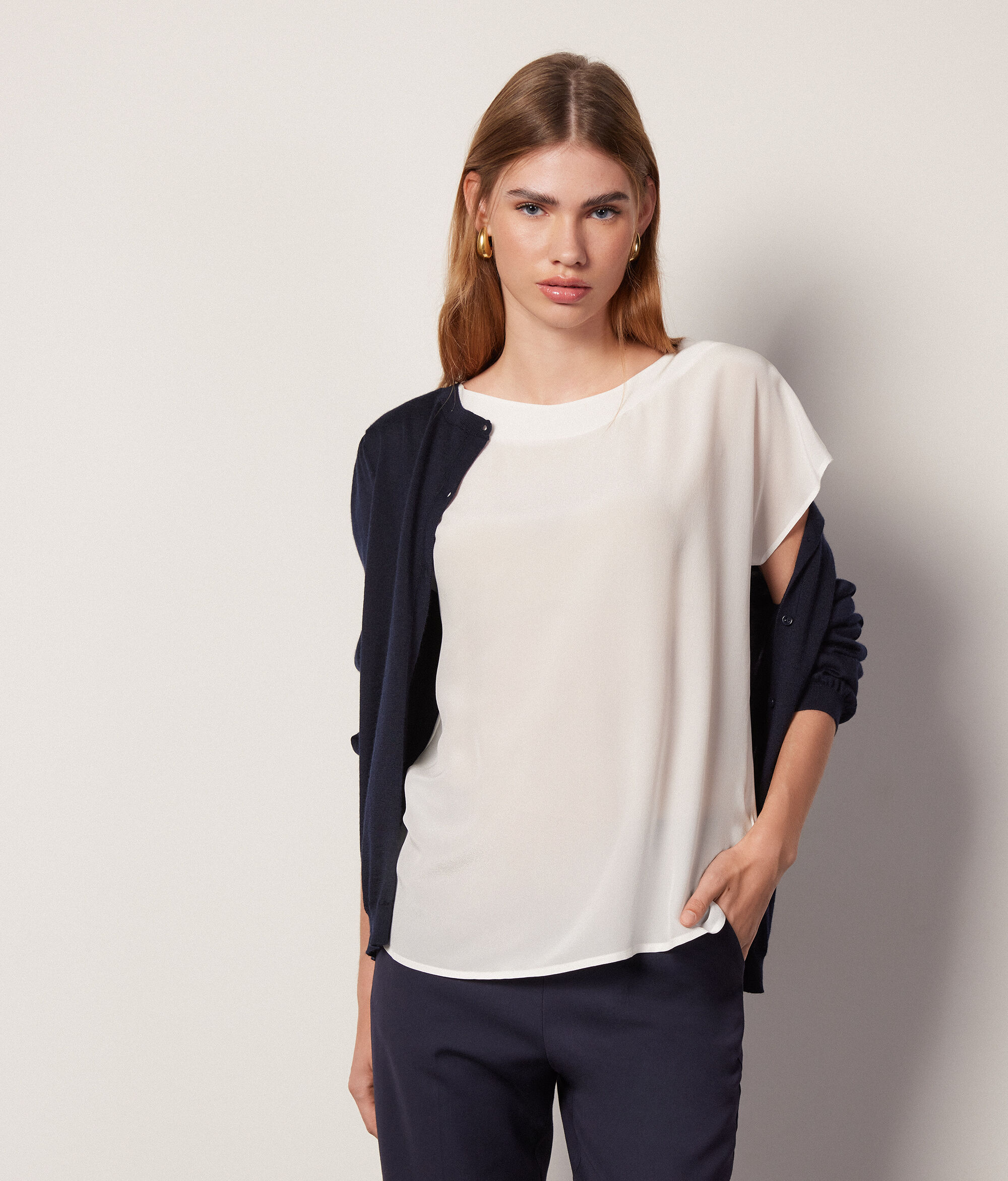 Silk and Modal Boatneck T-shirt