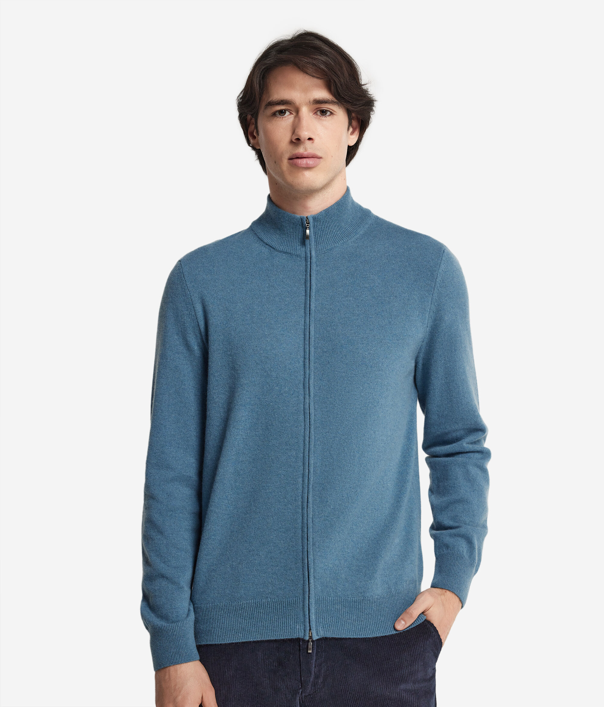 Cardigan mit durchgehendem Reißverschluss aus Kaschmir Ultrasoft