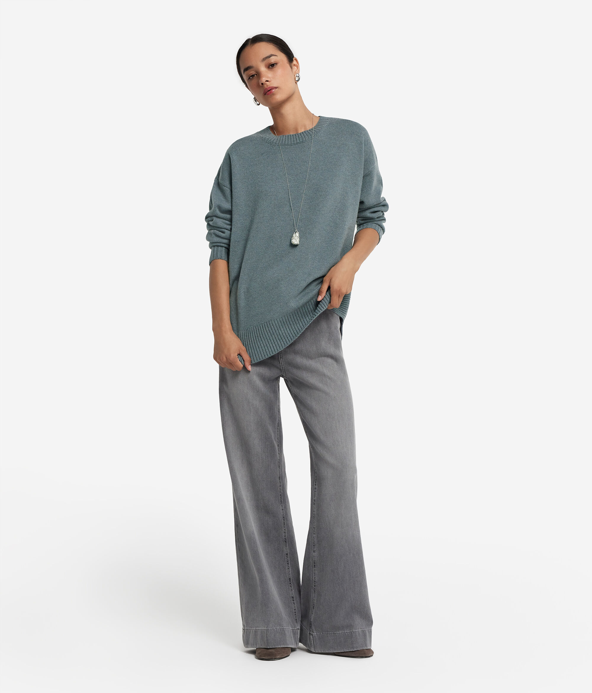 Ultrasoft Cashmere crew-neck jumper with slits