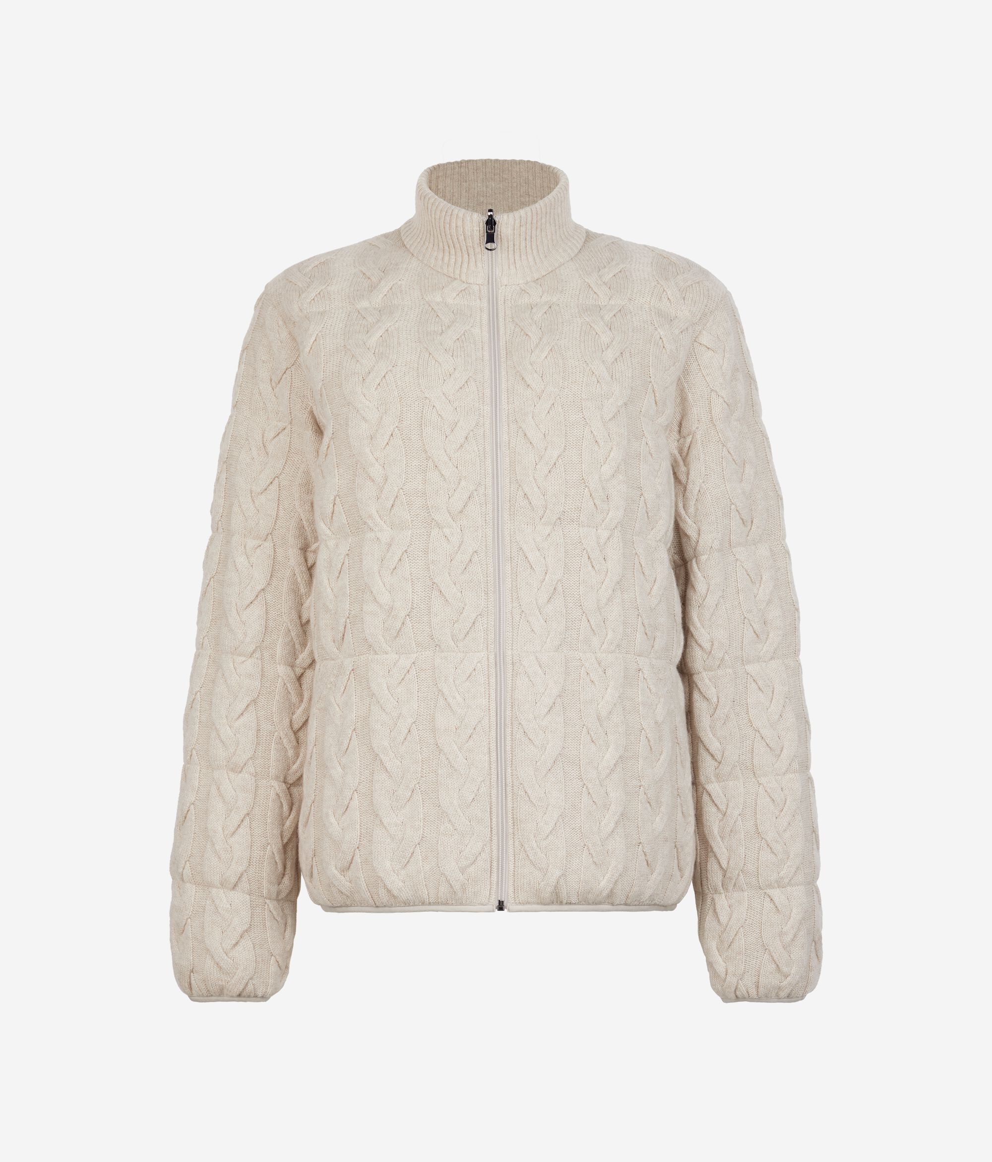 Двусторонний пуховик из кашемира с косами