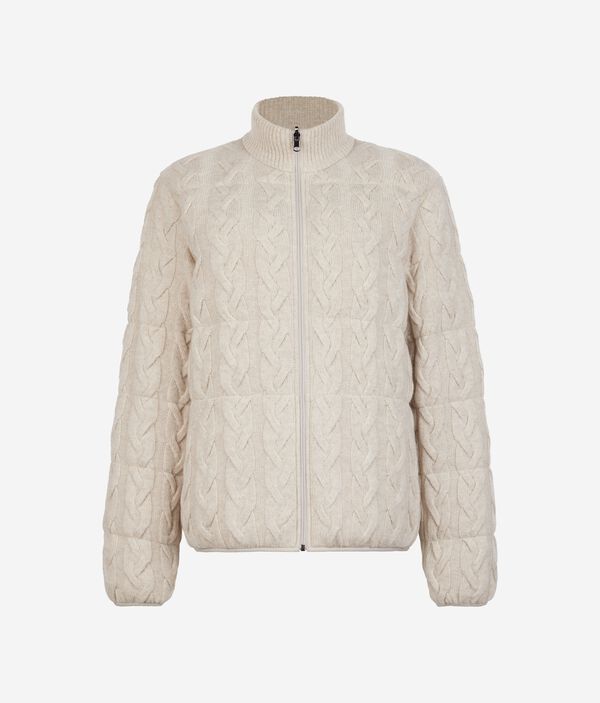 Двусторонний пуховик из кашемира с косами