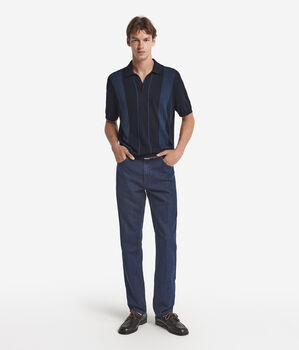 Poloshirt mit Intarsie Twist aus Baumwolle