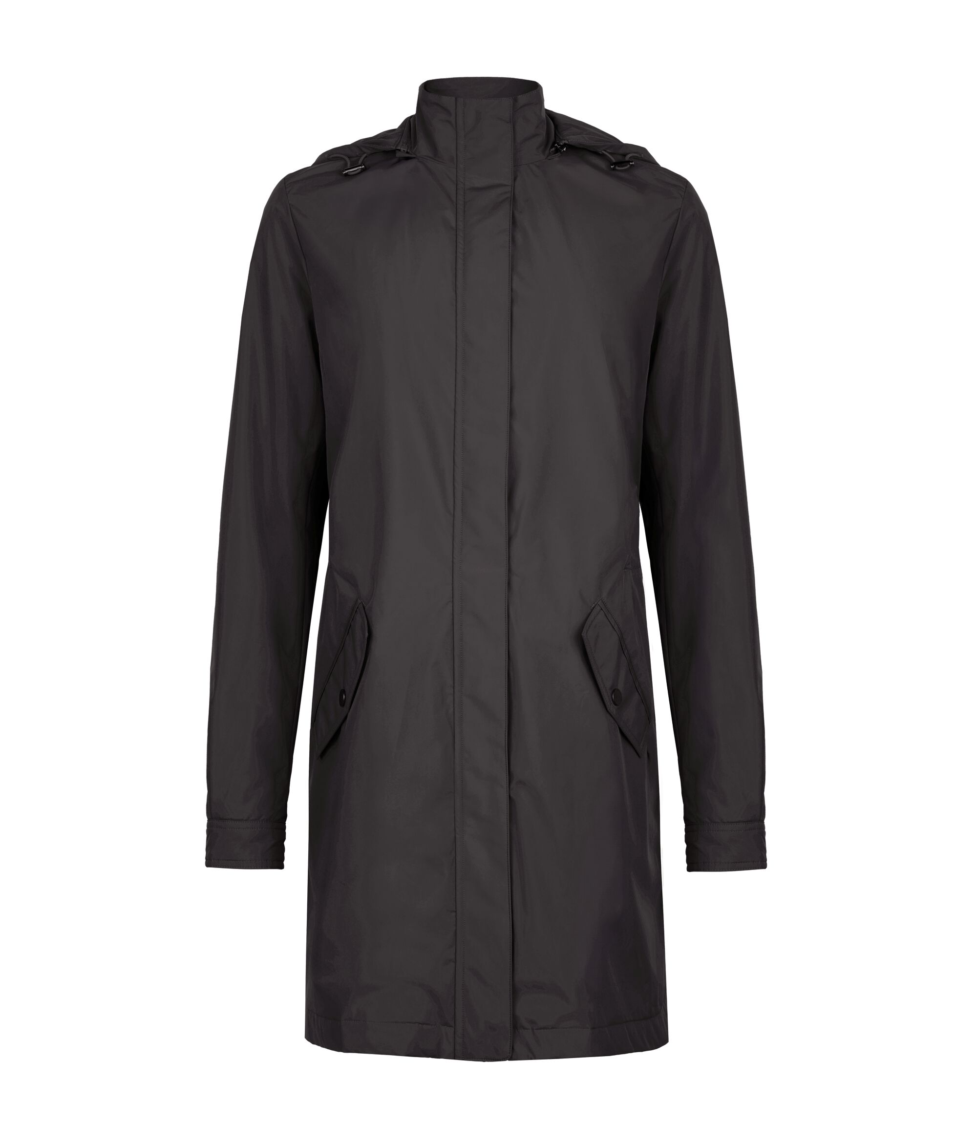 Long Technical Jacket with Drawstring