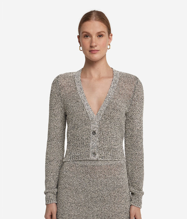 Кардиган из хлопка и вискозы с пайетками
