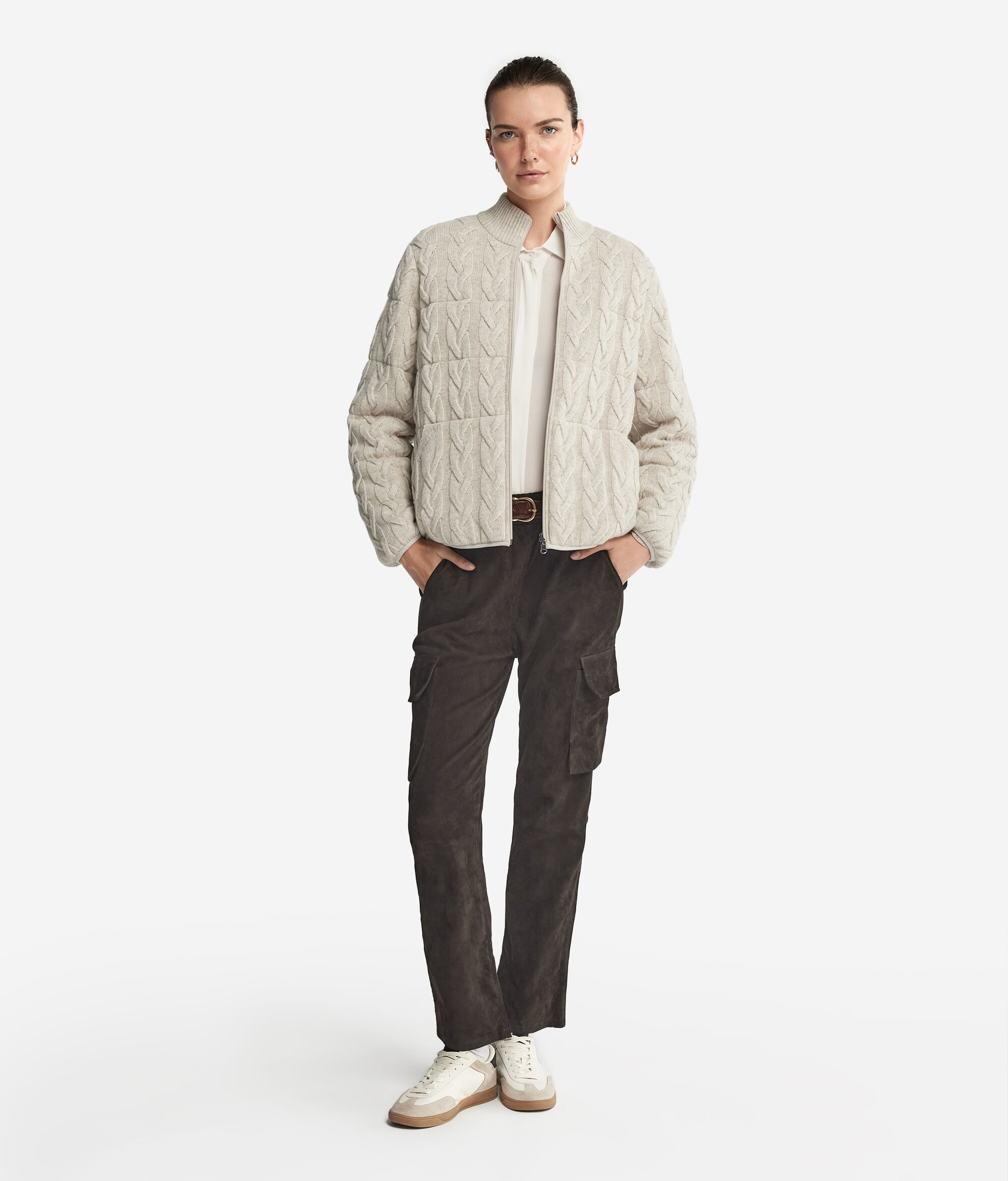 Anorac de plomes reversible amb motiu de vuits de Cashmere