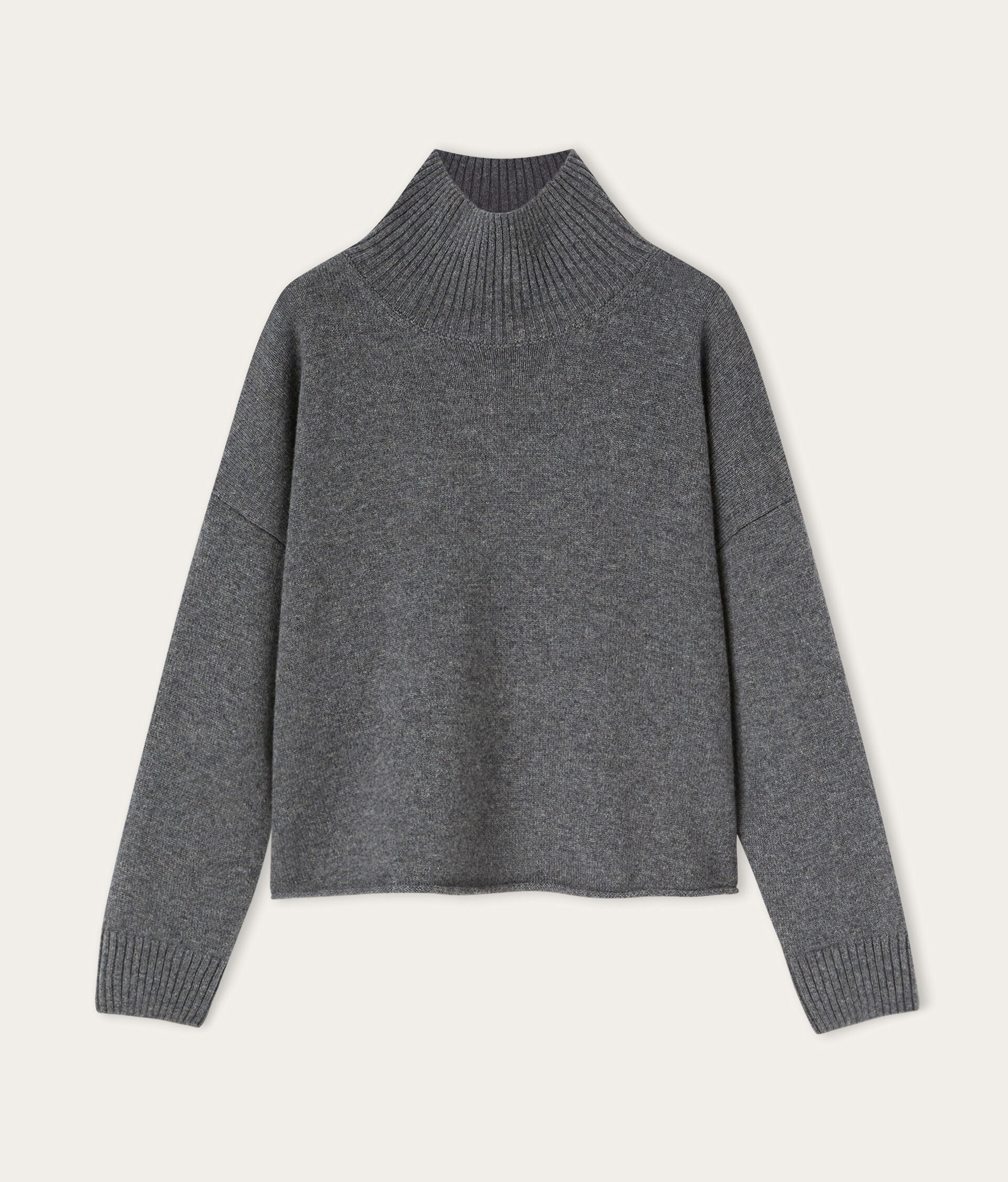 Ultrasoft Cashmere high collar neckline crop top sweater