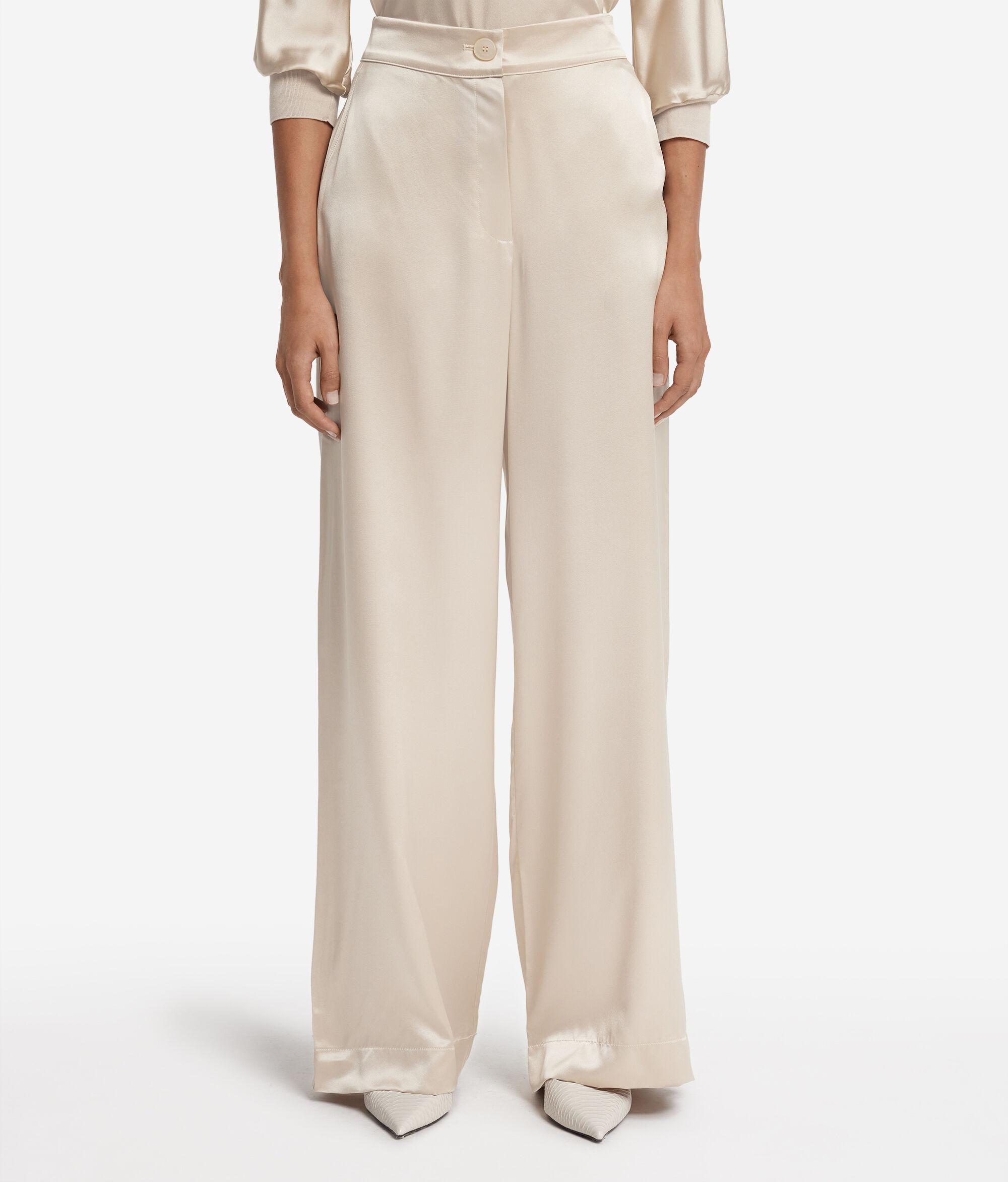 Pantalone palazzo in raso seta