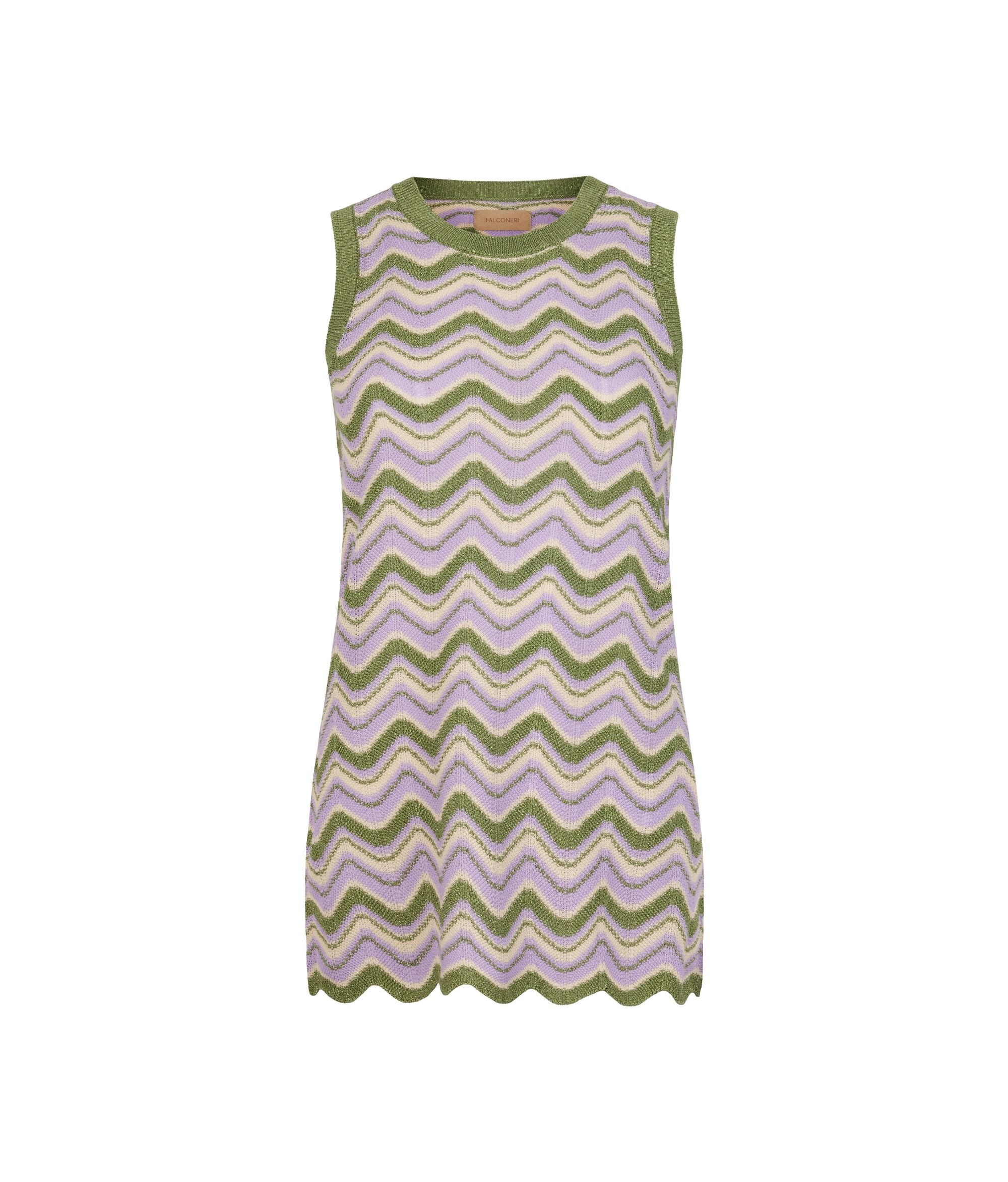 Tanktop mit Chevron-Muster und Lamé-Garn