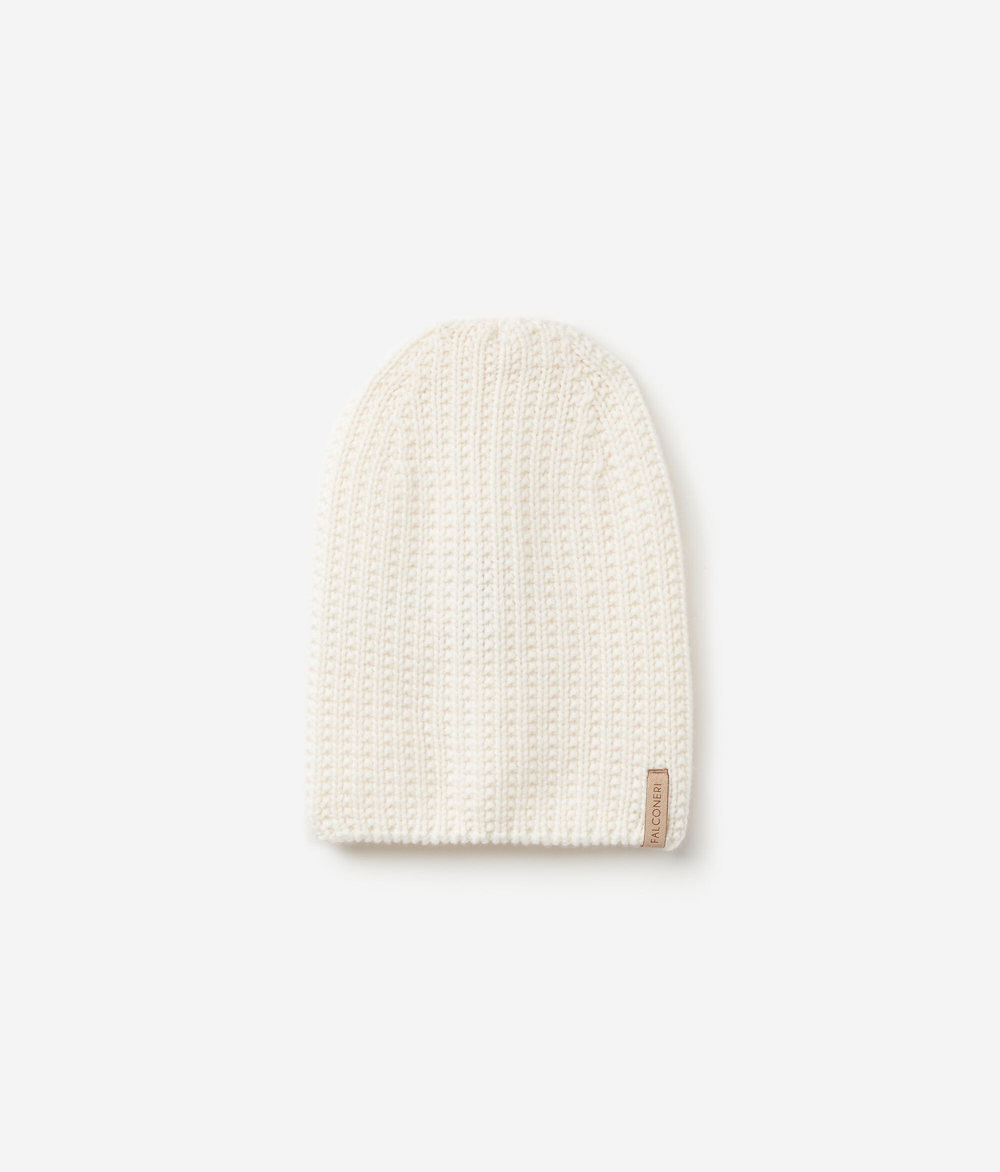 Gorro con fantasía de canalé en cashmere