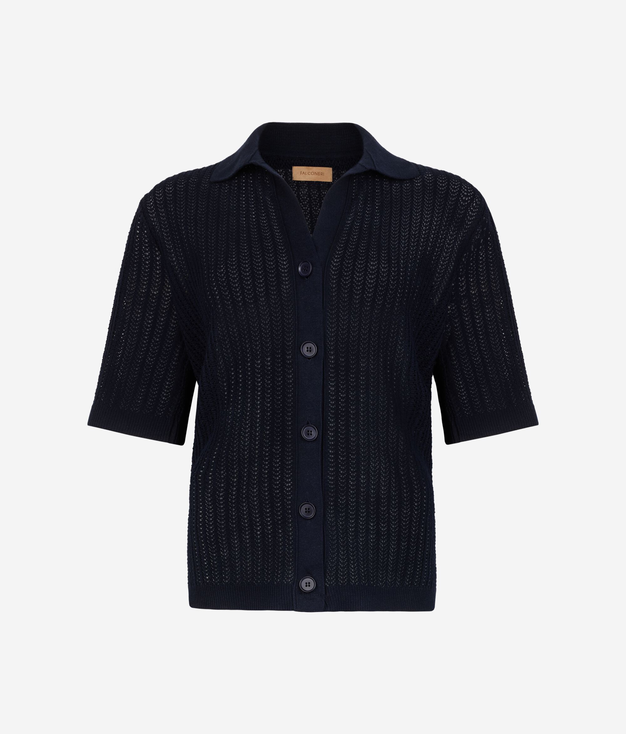 Ribbed Pointelle Shirt in Cotton